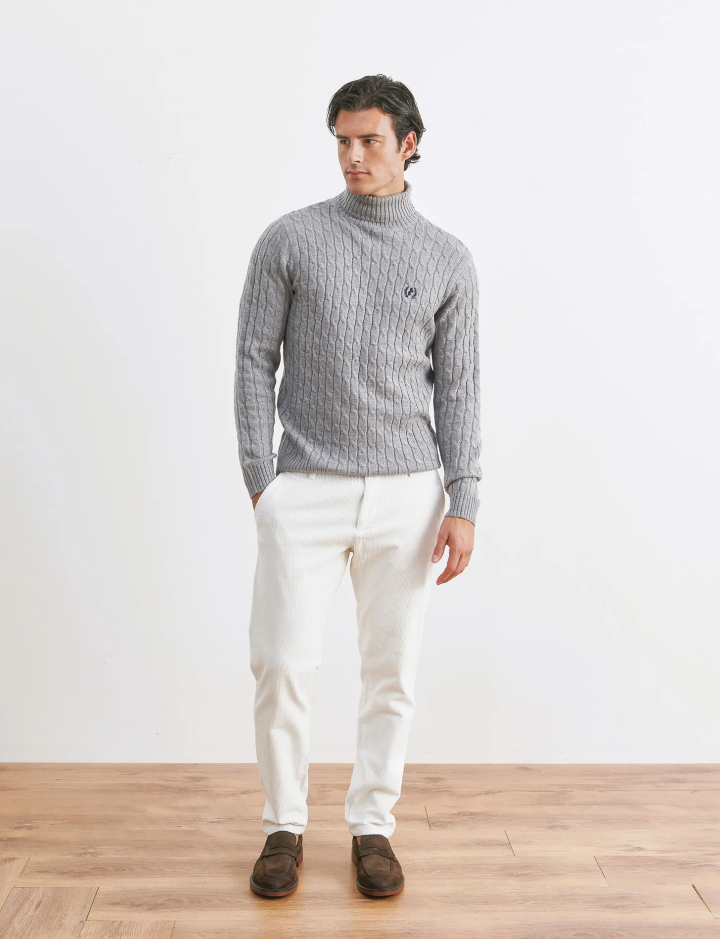 PANTALONI CHINO IN VELLUTO - Bianco