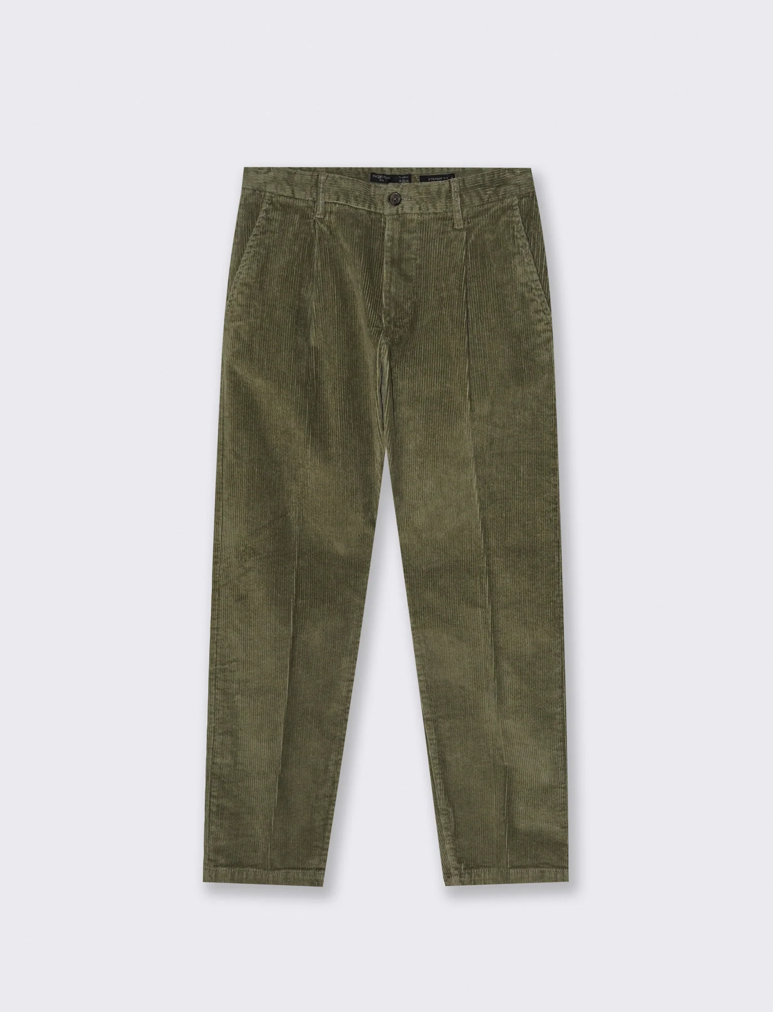 PANTALONI CHINO IN VELLUTO STRAIGHT FIT - Verde oliva - Image 2