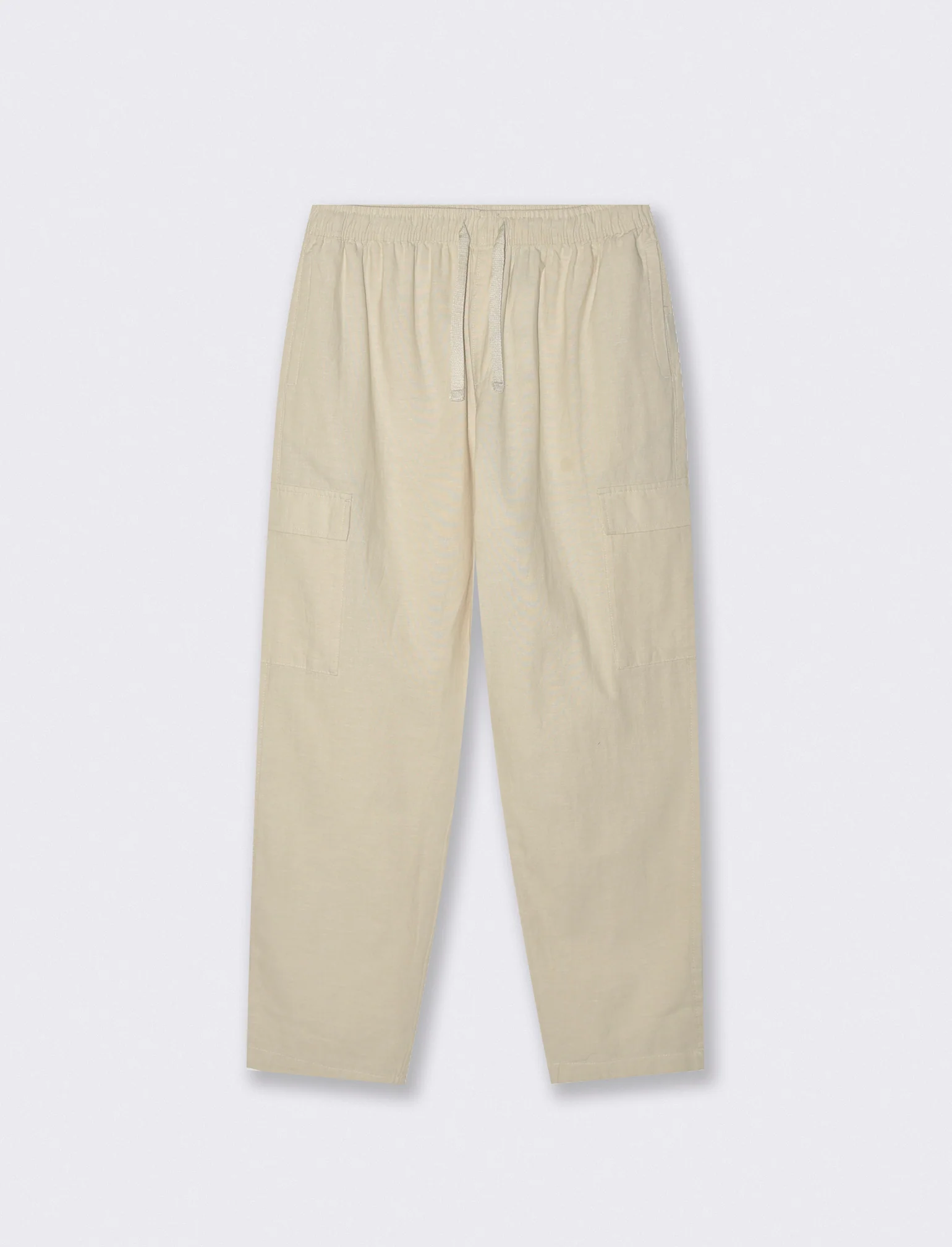 Pantaloni Chino Jogger Cargo Misto Lino - Beige ecru
