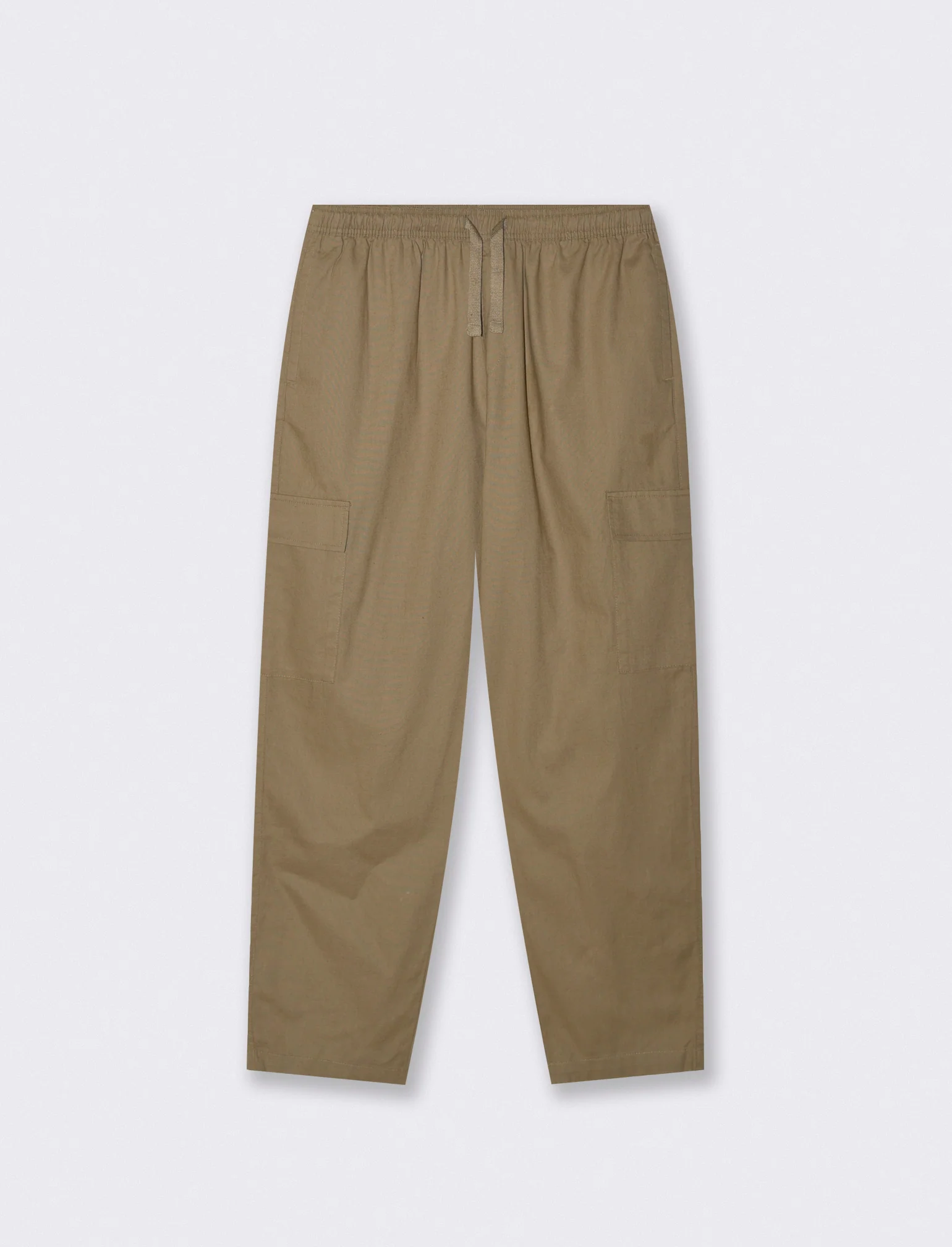 Pantaloni Chino Jogger Cargo Misto Lino - Verde kaki