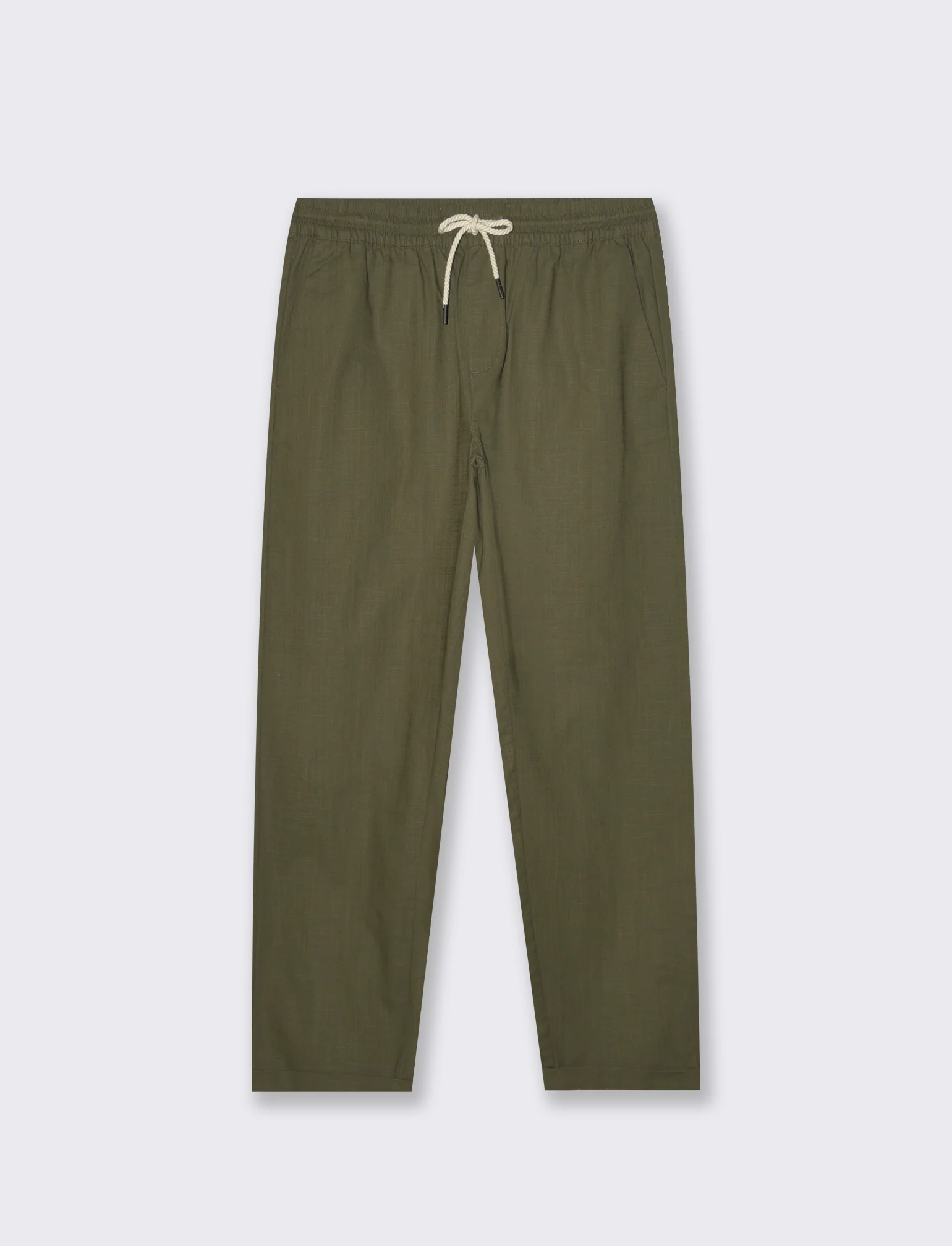 Pantaloni chino jogger cotone slub da uomo - Verde kaki - Image 4
