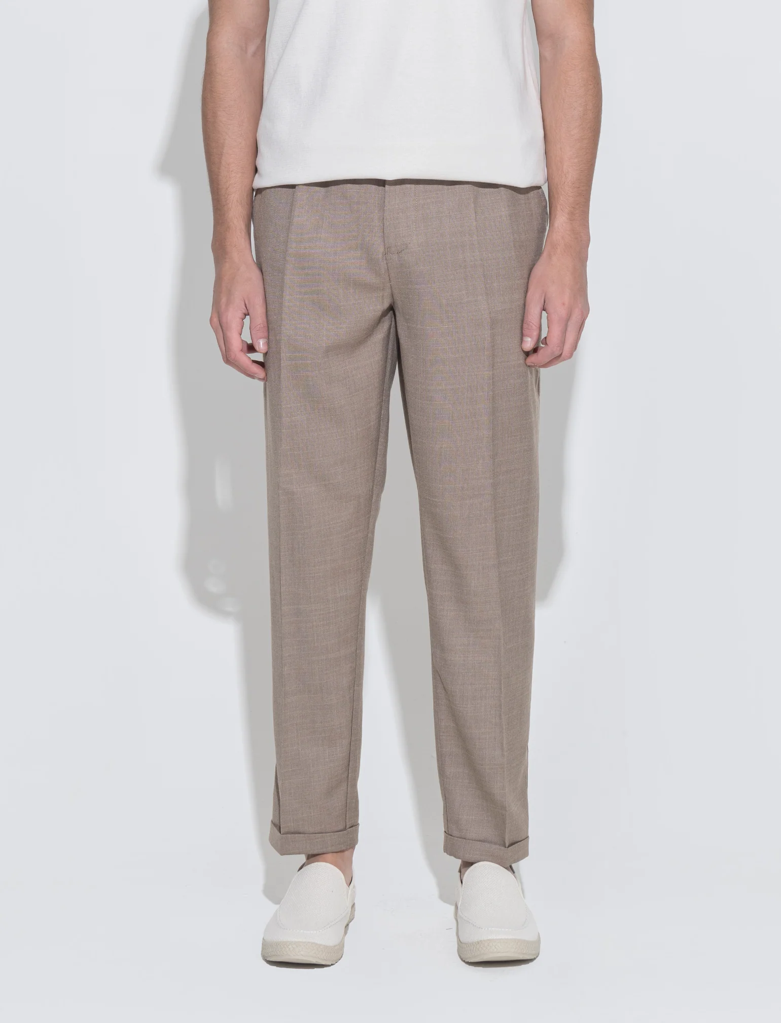 Pantaloni chino jogger effetto fil a fil da uomo - Grigio fango