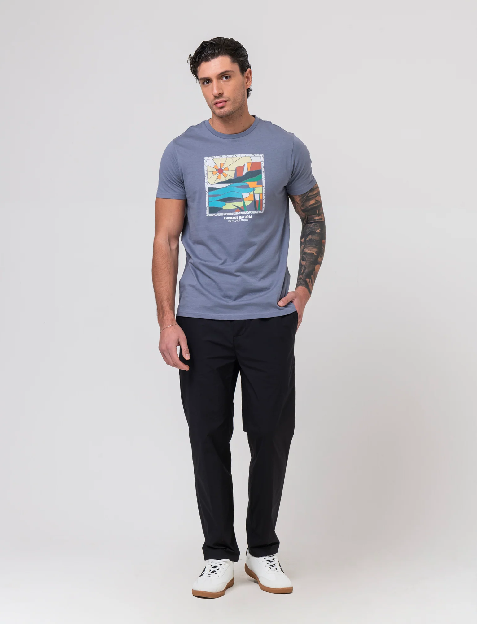 Pantaloni chino jogger in popelin stretch da uomo - Nero - Image 3