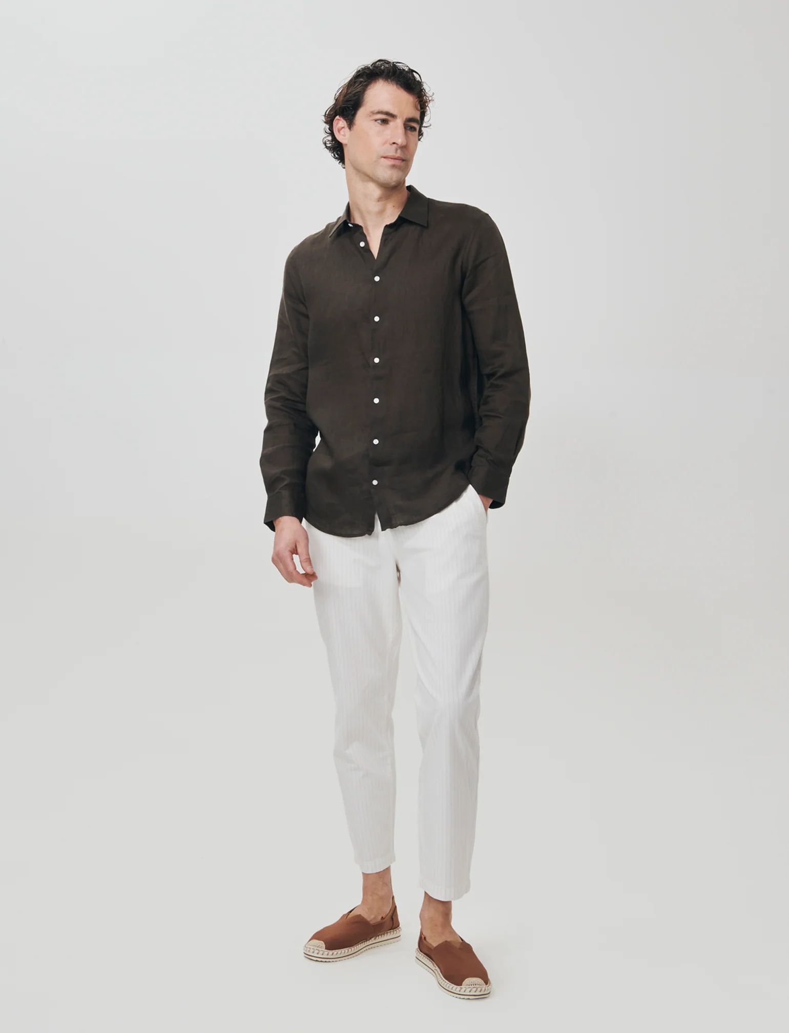 Pantaloni Chino Jogger Mistalino a Righe - Bianco - Image 3
