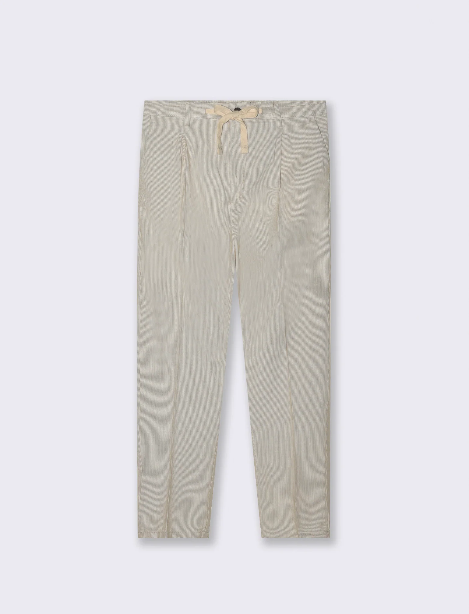 Pantaloni chino jogger misto lino a righe da uomo - Beige - Image 4