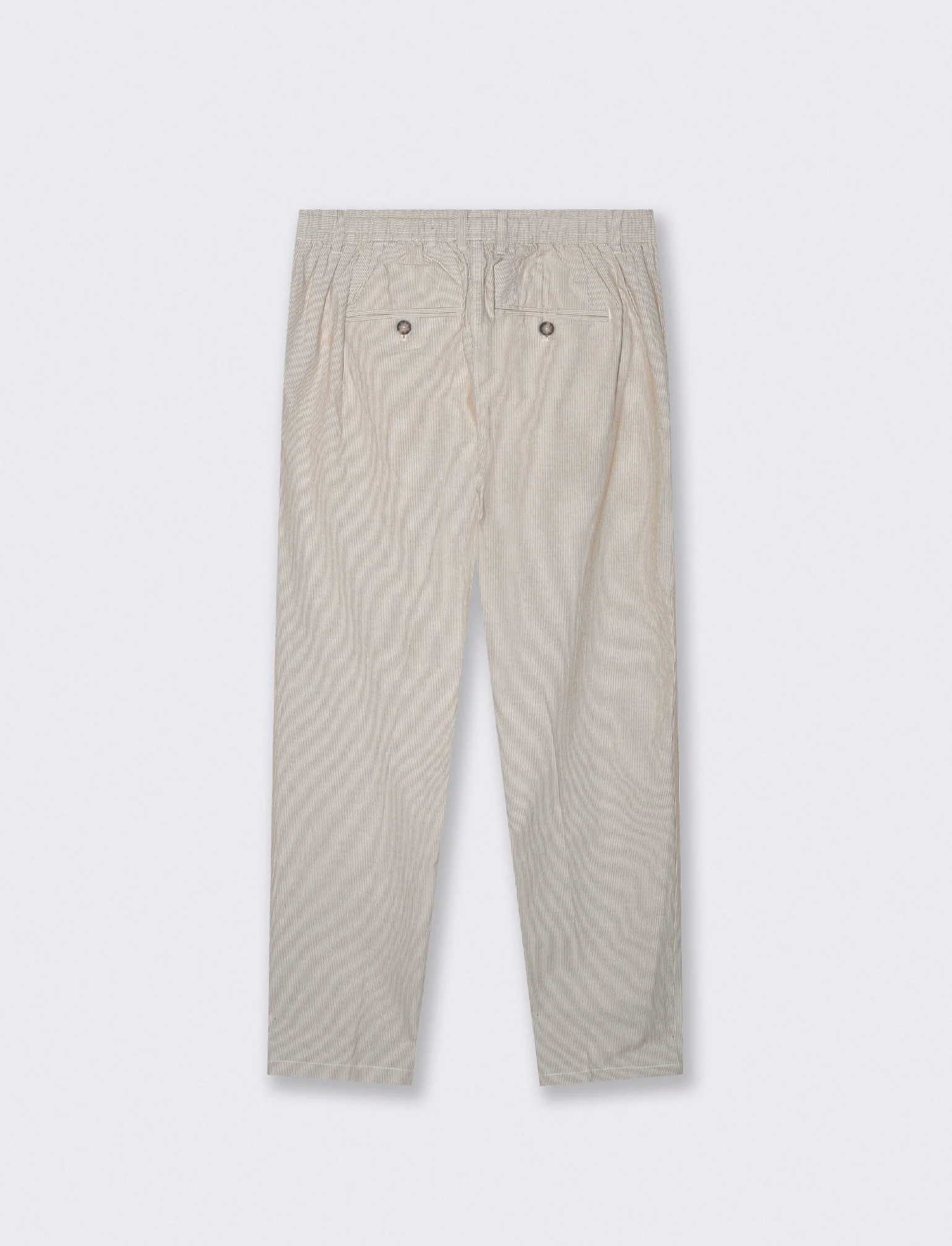 Pantaloni Chino Jogger Misto Lino Rigati - Beige - Image 2