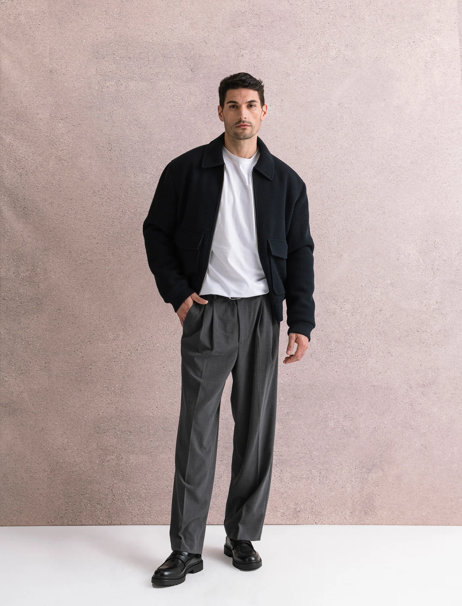 PANTALONI CHINO LOOSE WIDE LEG - Antracite melange - Image 3