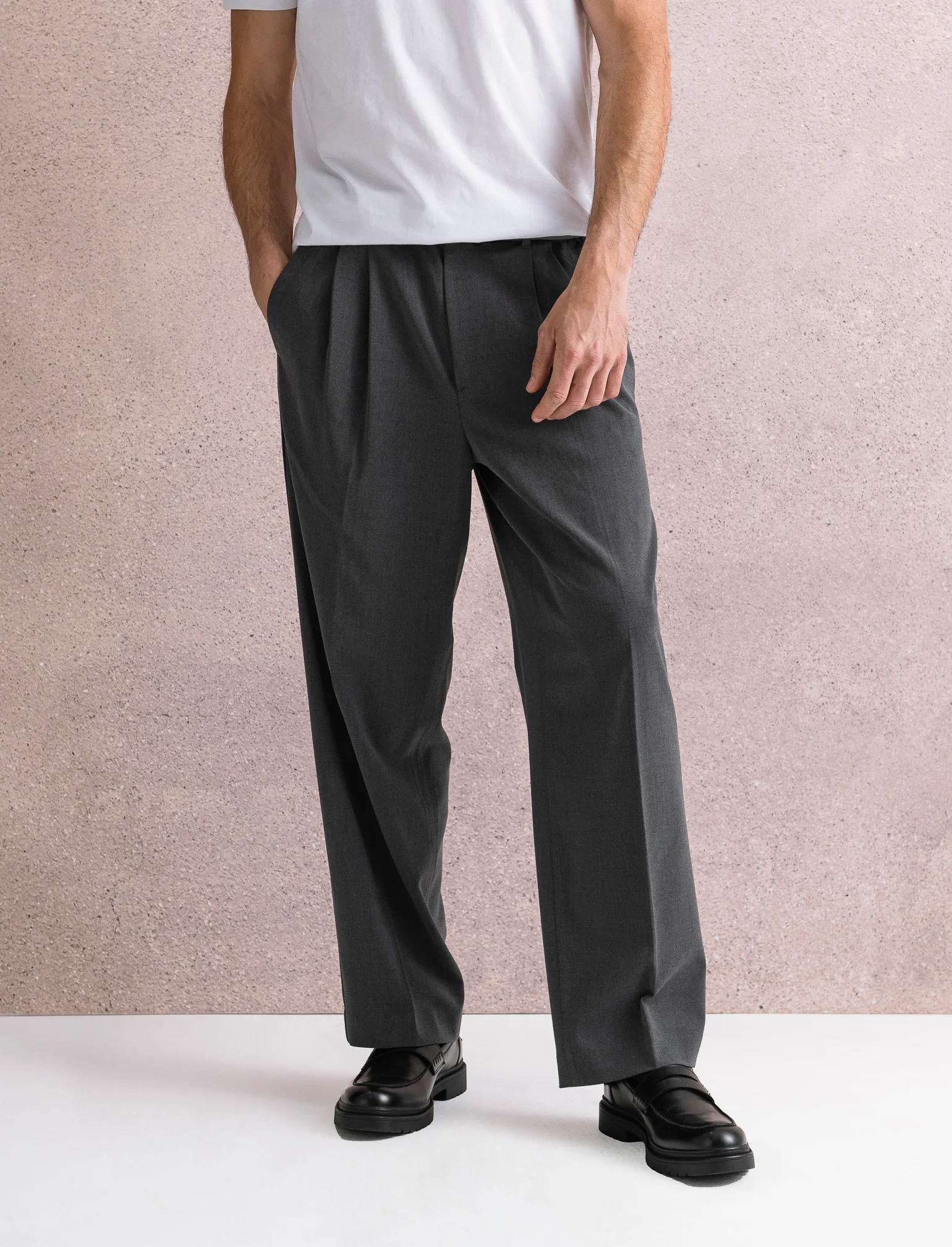 PANTALONI CHINO LOOSE WIDE LEG - Antracite melange - Image 4