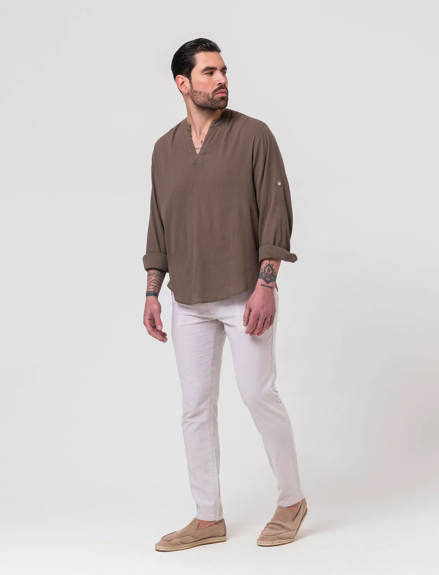 Pantaloni chino misto lino da uomo - Sabbia - Image 3