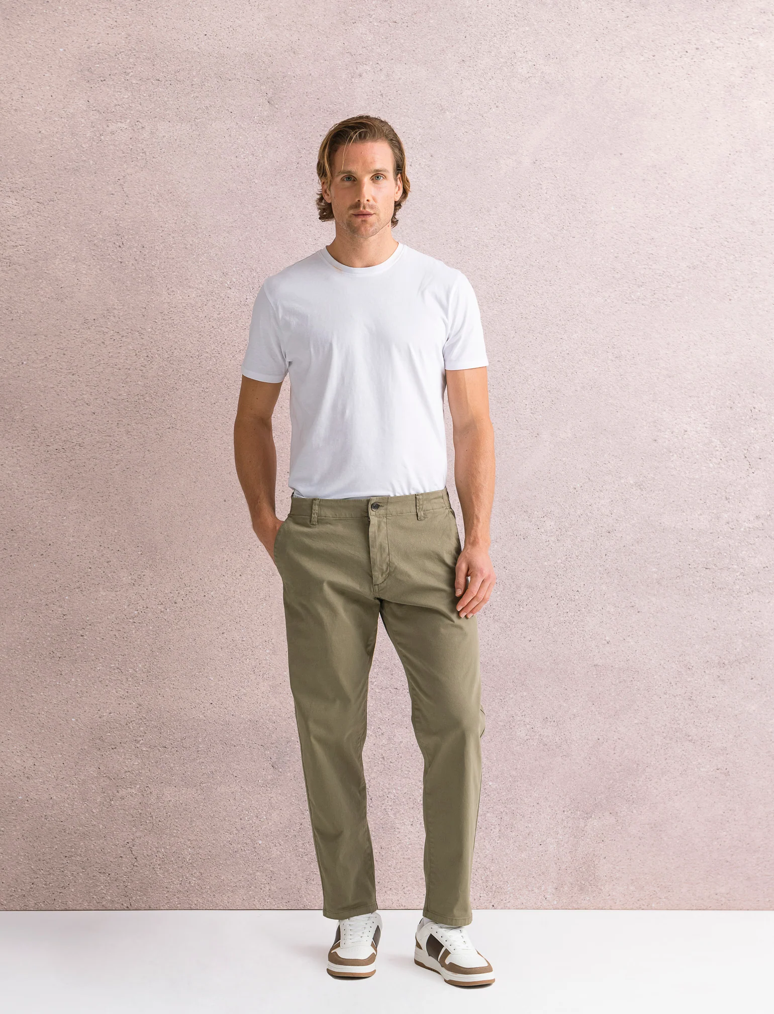 PANTALONI CHINO REGULAR FIT - Verde oliva - Image 3