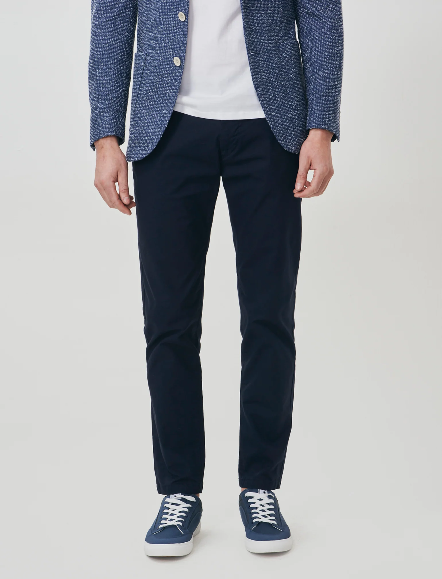 Pantaloni Chino Slim Fit in Cotone Stretch - Blu - Image 3