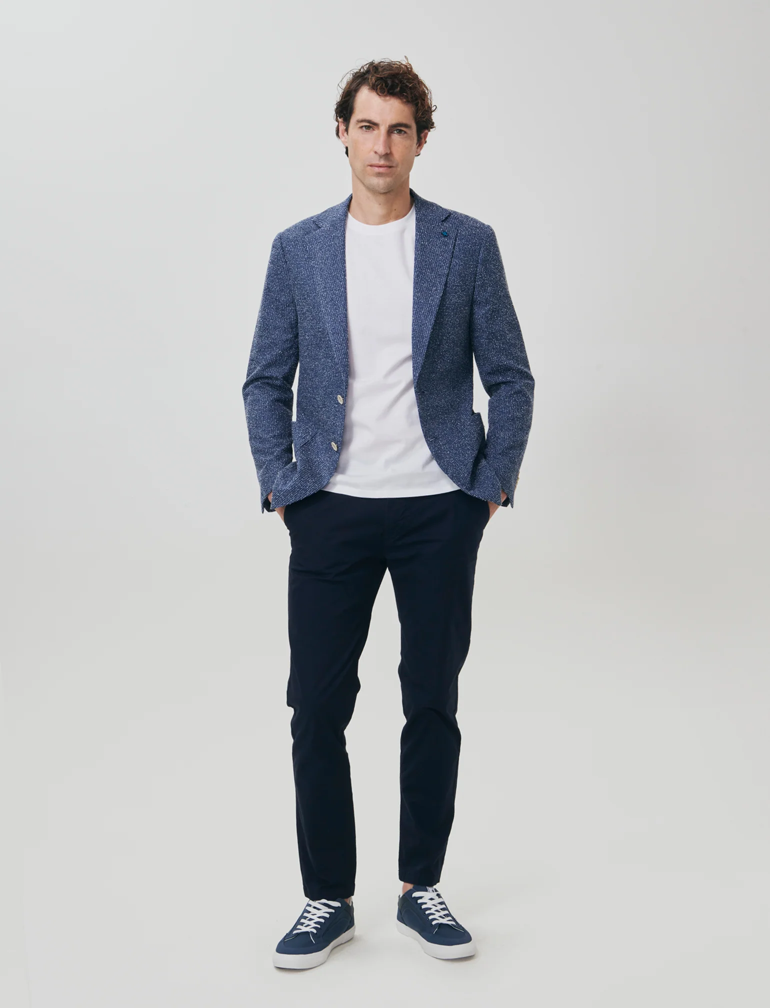 Pantaloni Chino Slim Fit in Cotone Stretch - Blu - Image 4