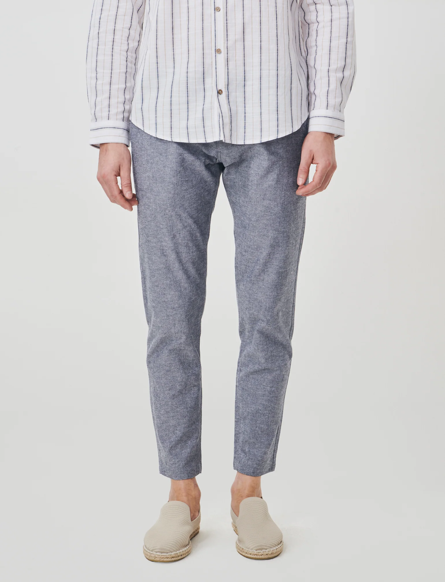 Pantaloni Chino Slim Fit in Lino - Blu - Image 4