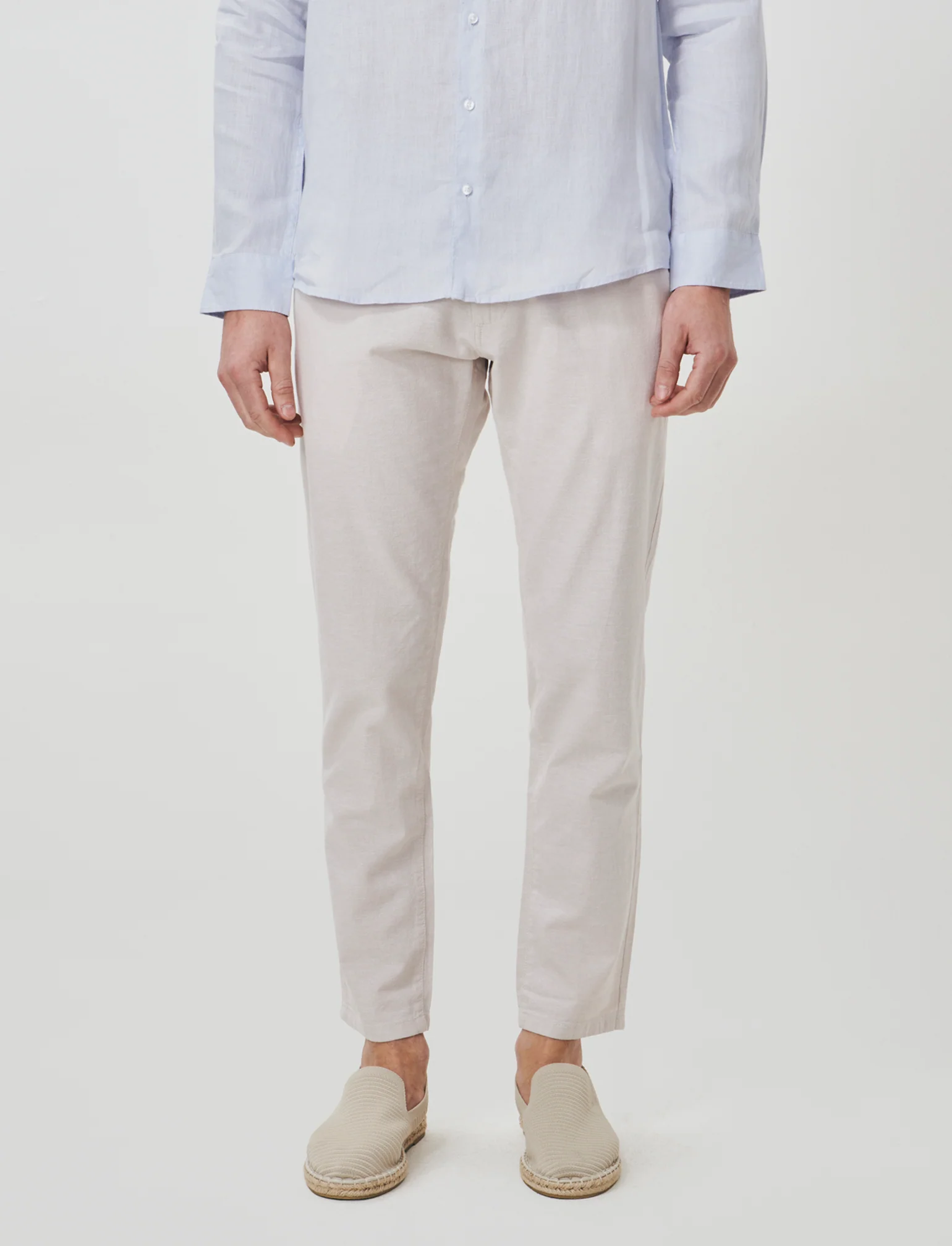 Pantaloni Chino Slim Fit in Lino - Sabbia - Image 4