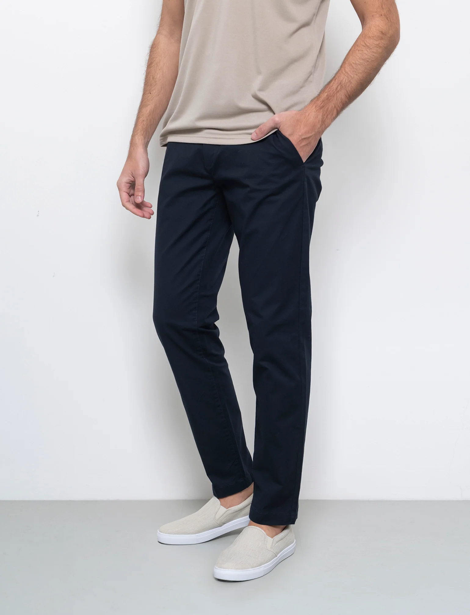 Pantaloni chino slim fit tessuto operato da uomo - Blu
