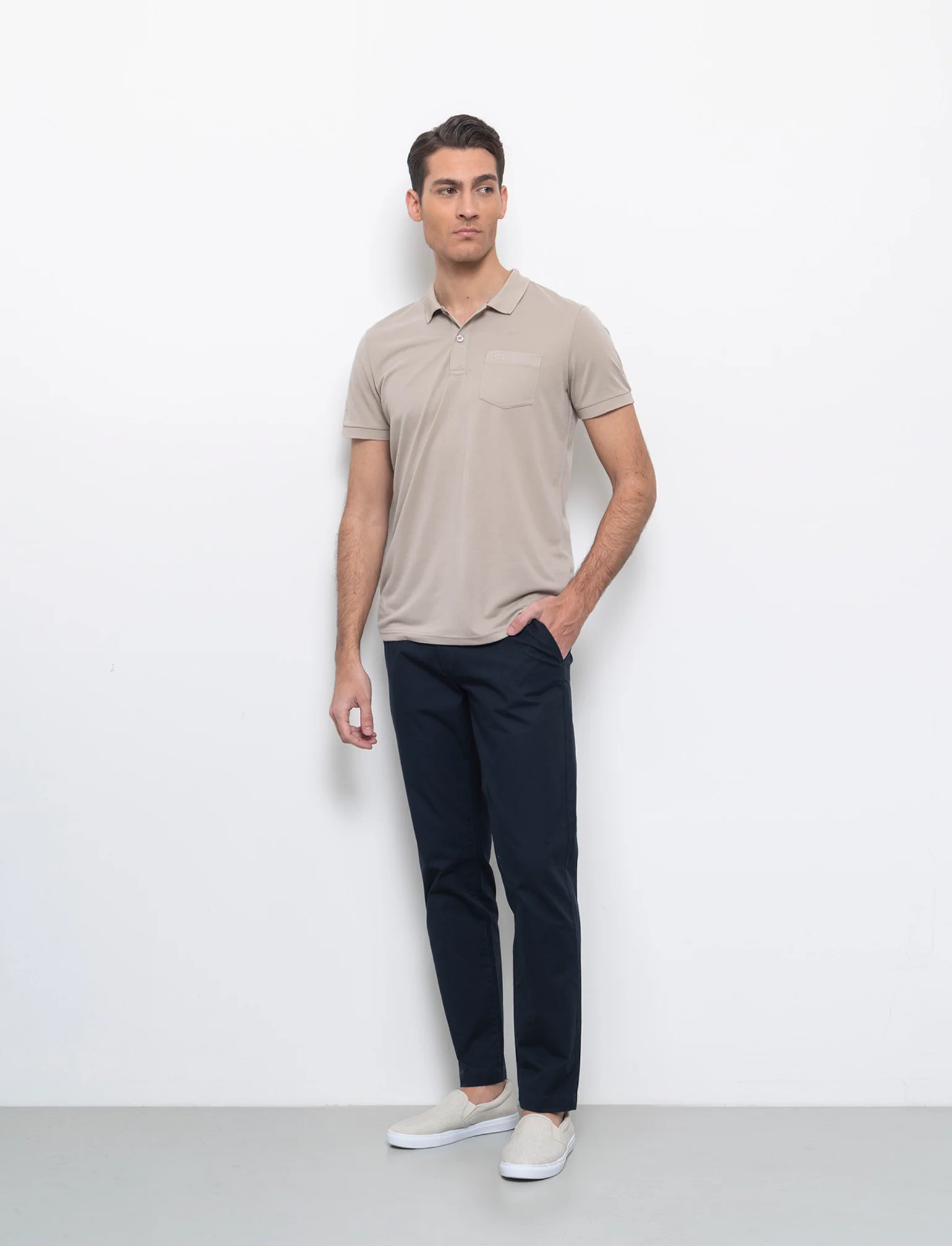Pantaloni chino slim fit tessuto operato da uomo - Blu - Image 3