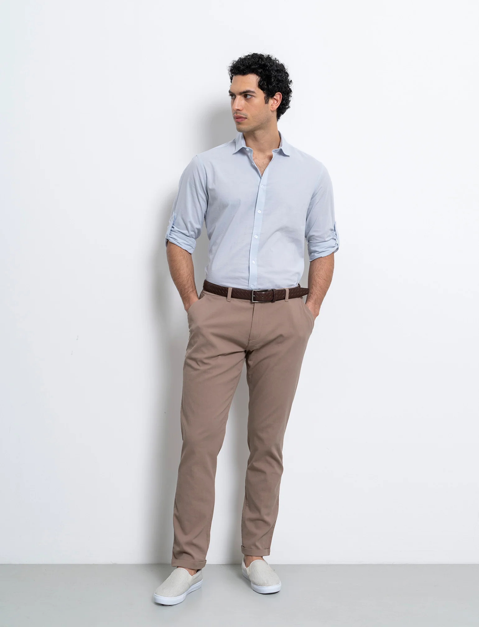 Pantaloni chino struttura ottoman da uomo - Grigio tortora - Image 3