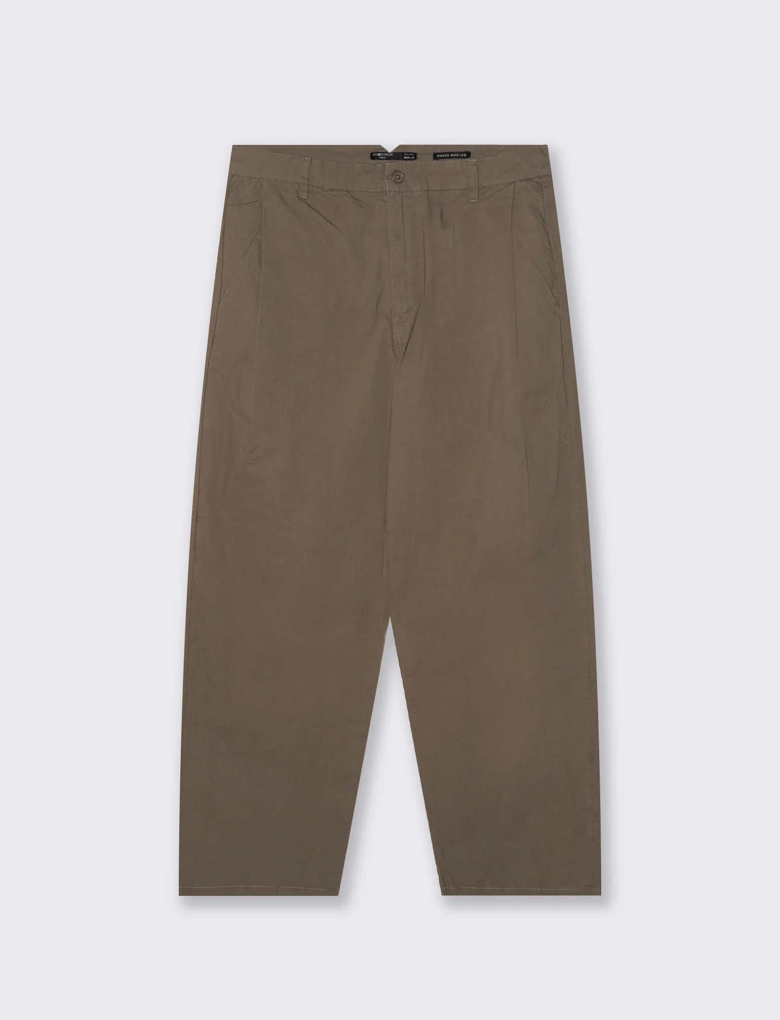 Pantaloni Chino Wide Leg in Popelin - Grigio fango