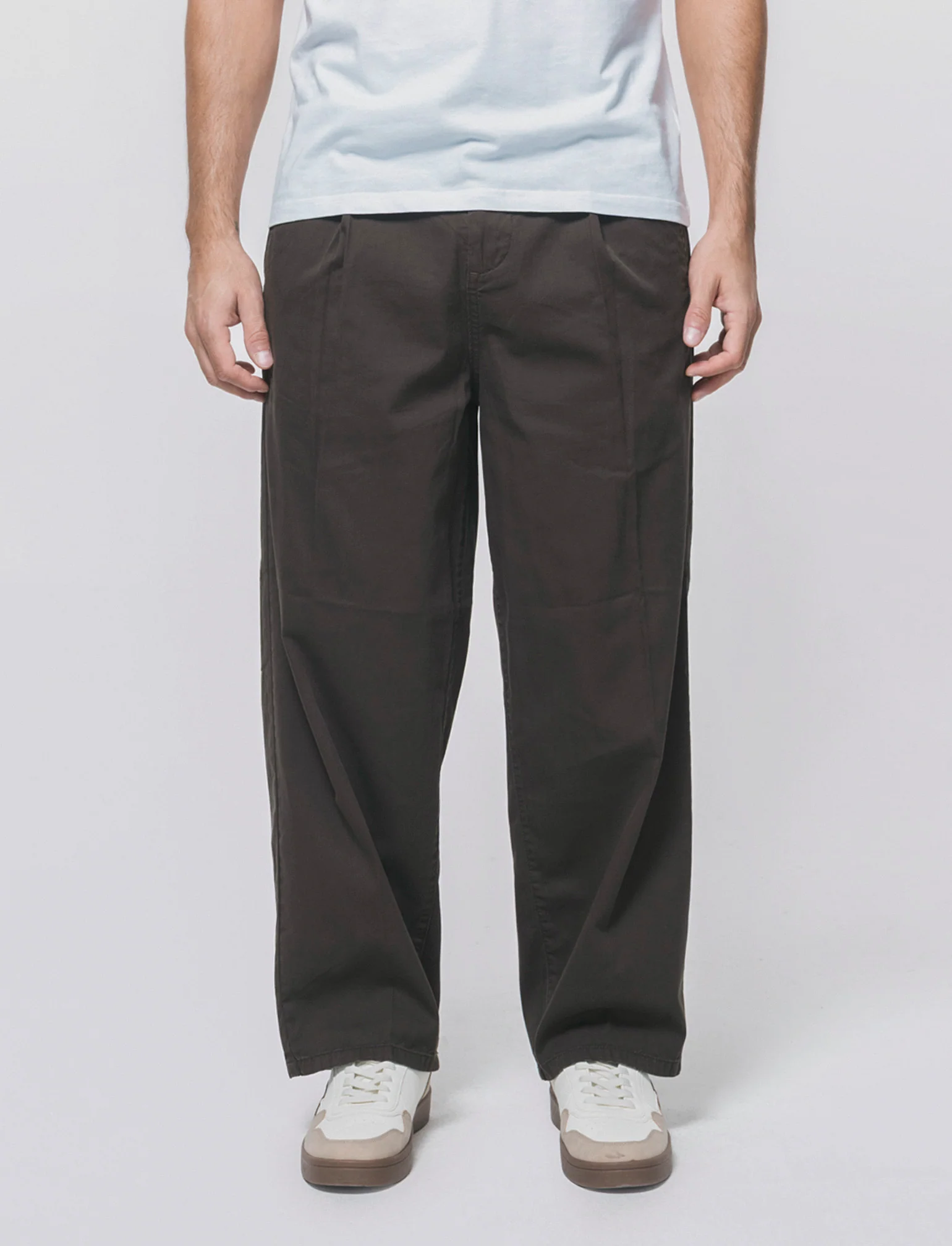 Pantaloni Chino Wide Leg in Twill - Moro - Image 4