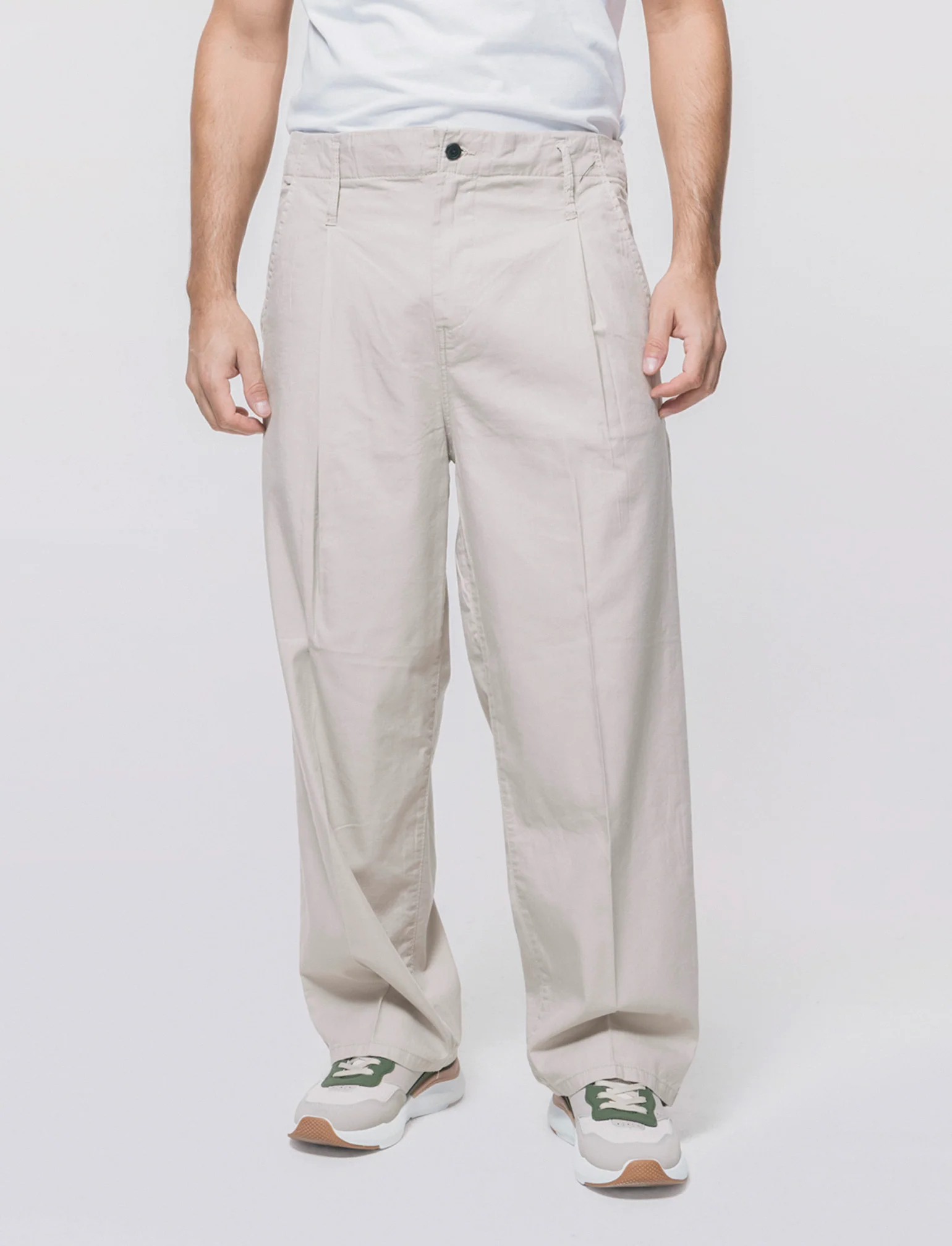 Pantaloni Chino Wide Leg in Twill - Sabbia - Image 4