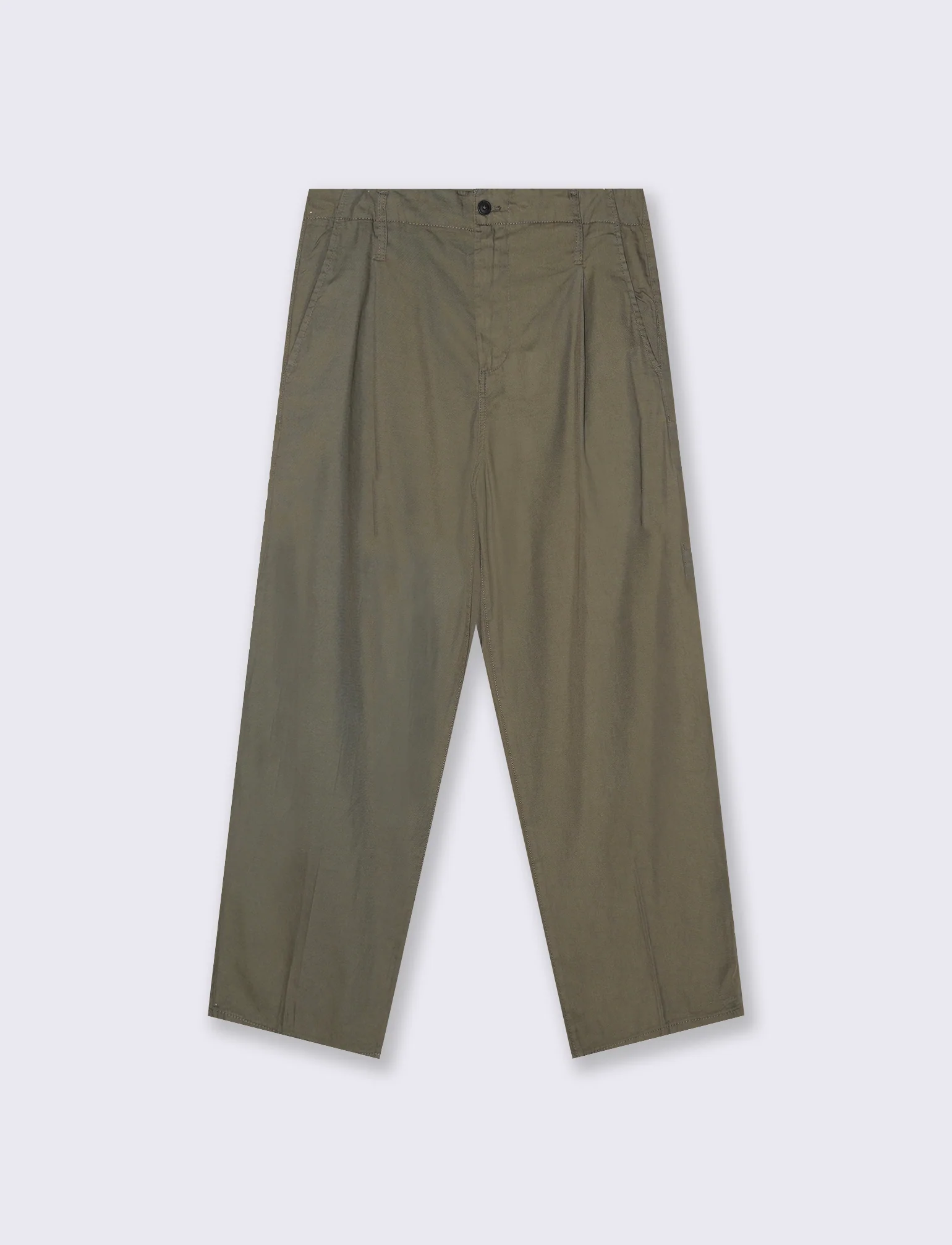 Pantaloni Chino Wide Leg in Twill - Verde kaki - Image 2