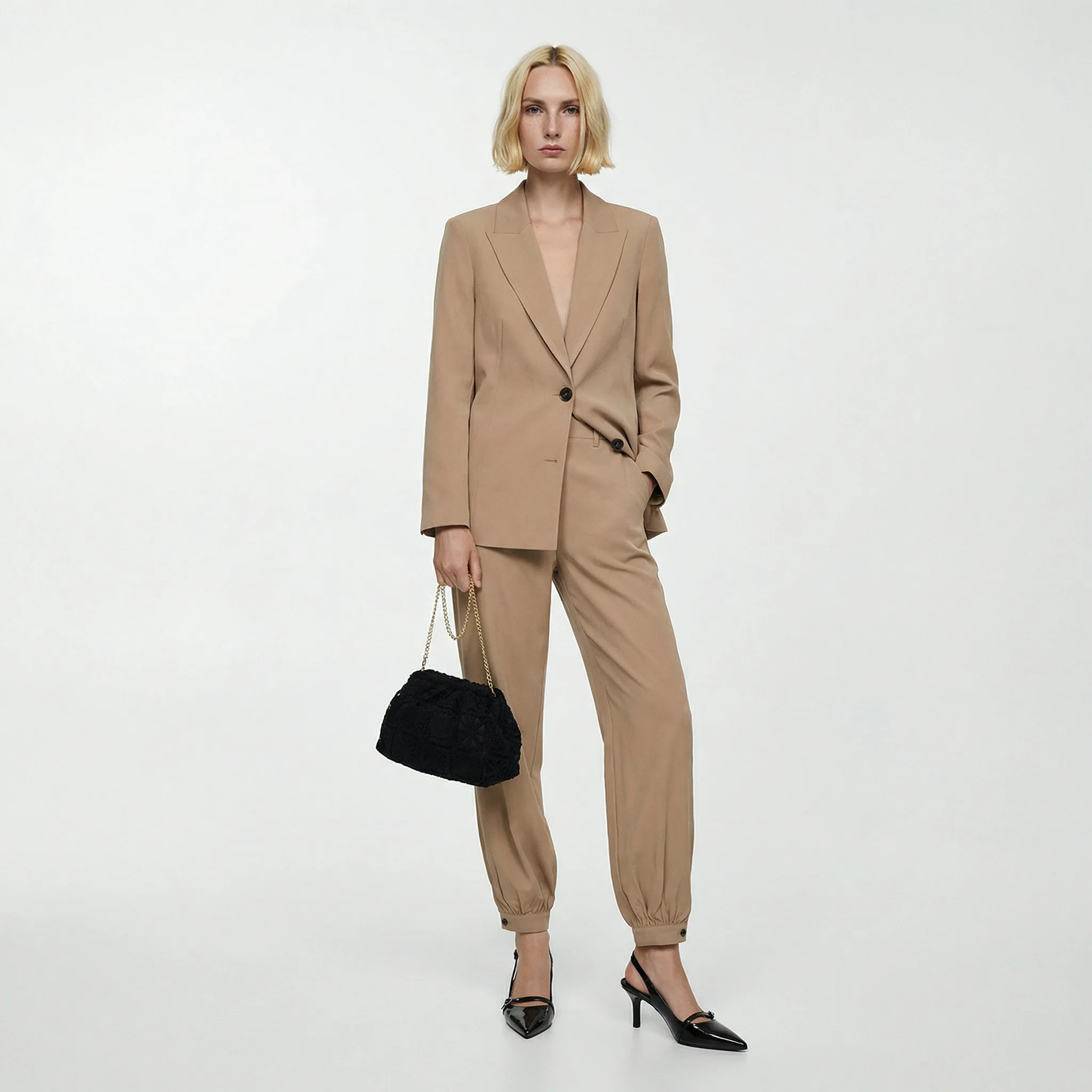 Pantaloni chinos con elastico fondo - Cammello - Image 3