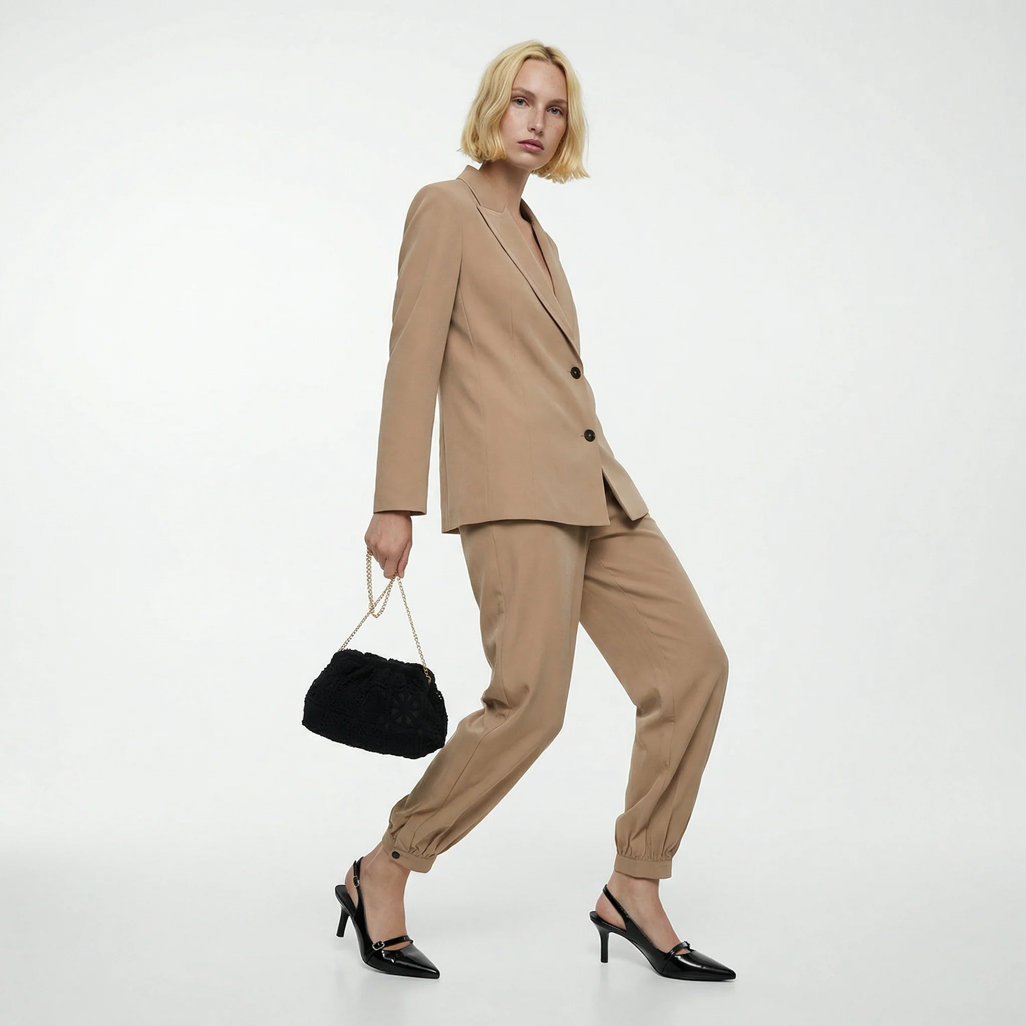Pantaloni chinos con elastico fondo - Cammello - Image 5