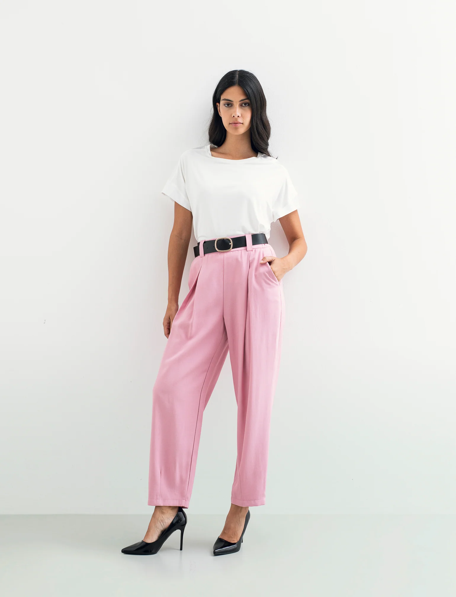 Pantaloni con cintura - Rosa - Image 2