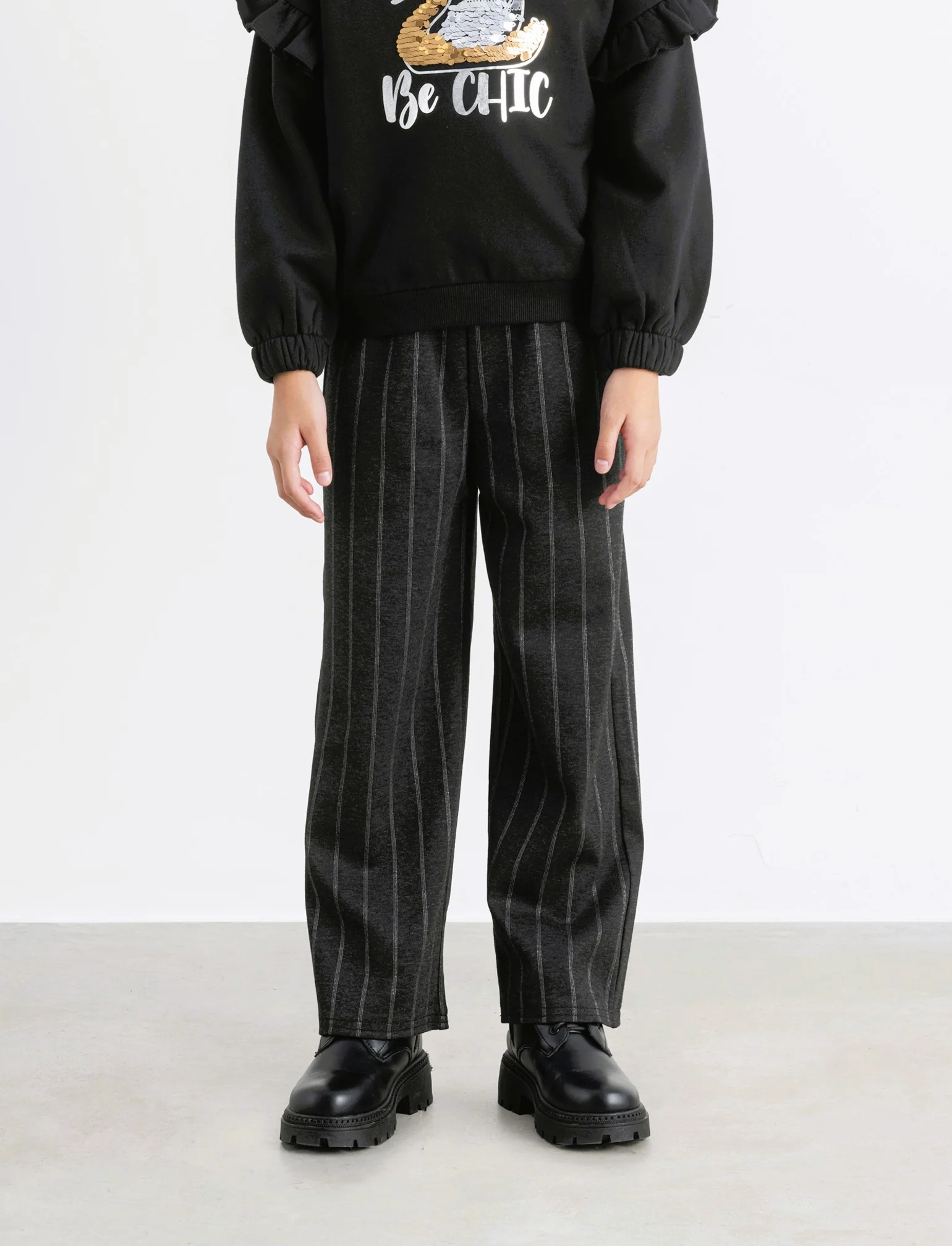 PANTALONI CON ELASTICO - Grigio piombo - Image 4