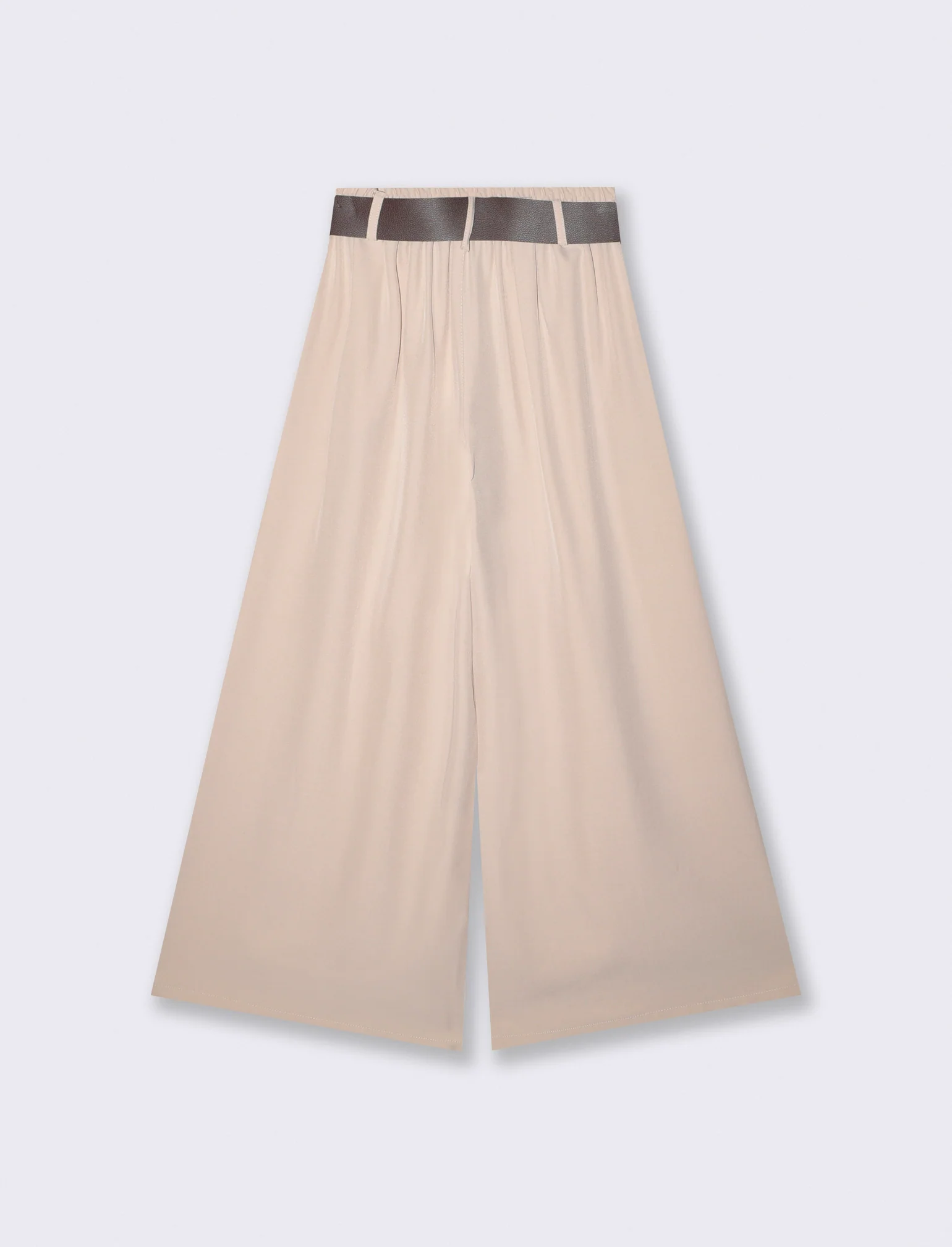 Pantaloni con pieghe e cintura - Beige - Image 2