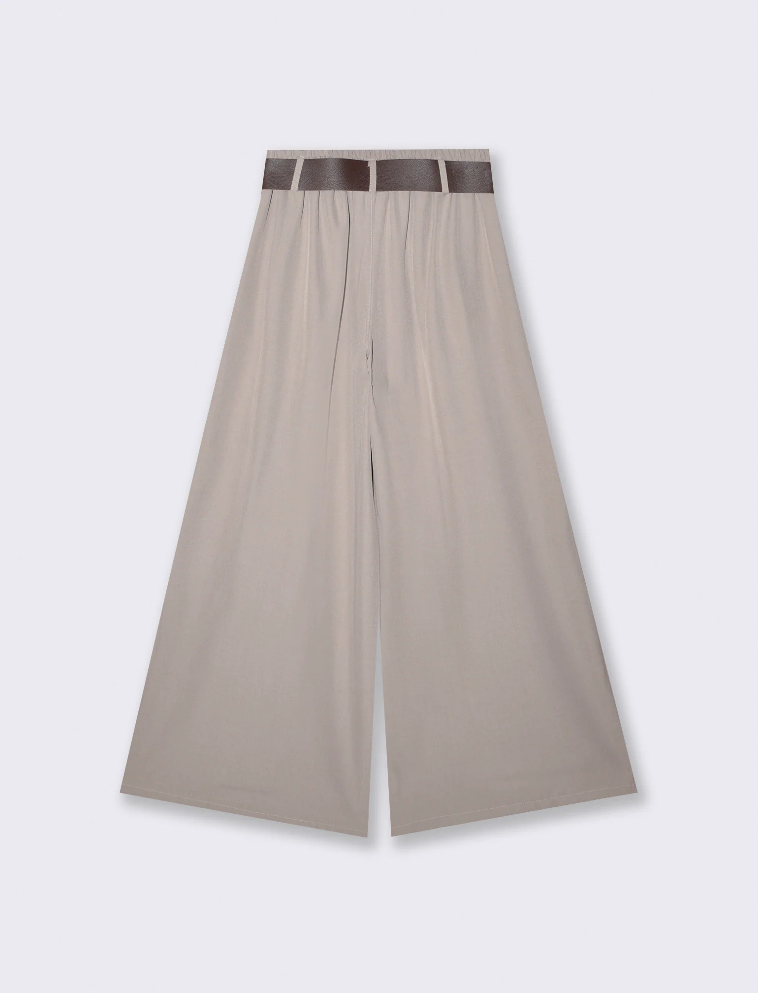 Pantaloni con pieghe e cintura - Grigio fango - Image 2