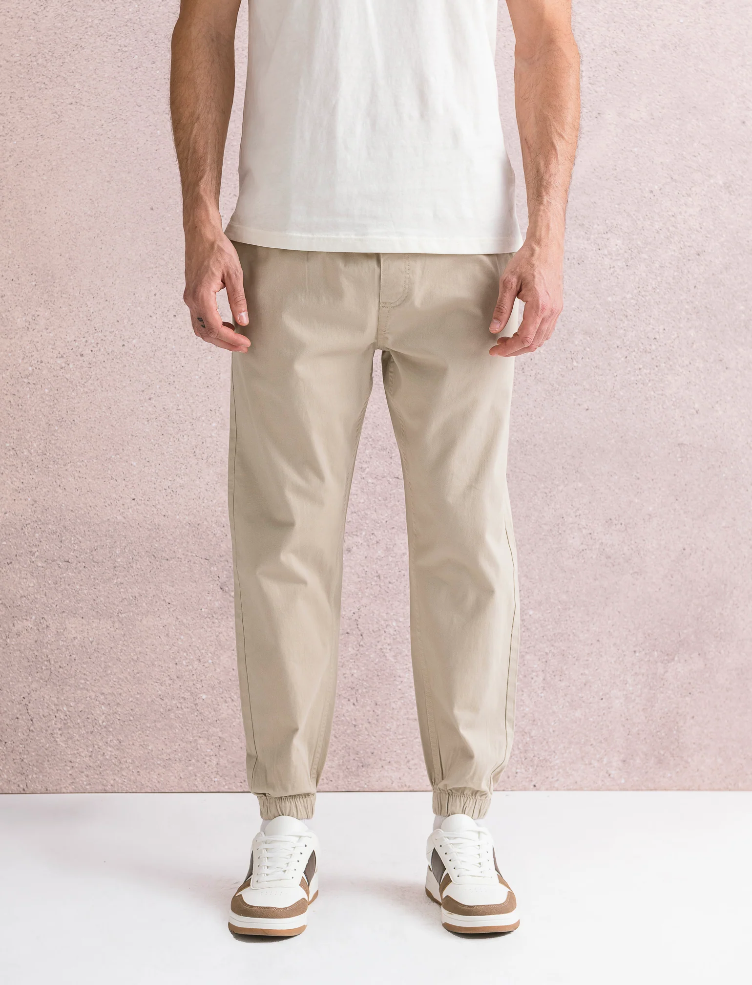 PANTALONI CON VITA JOGGER - Beige - Image 4