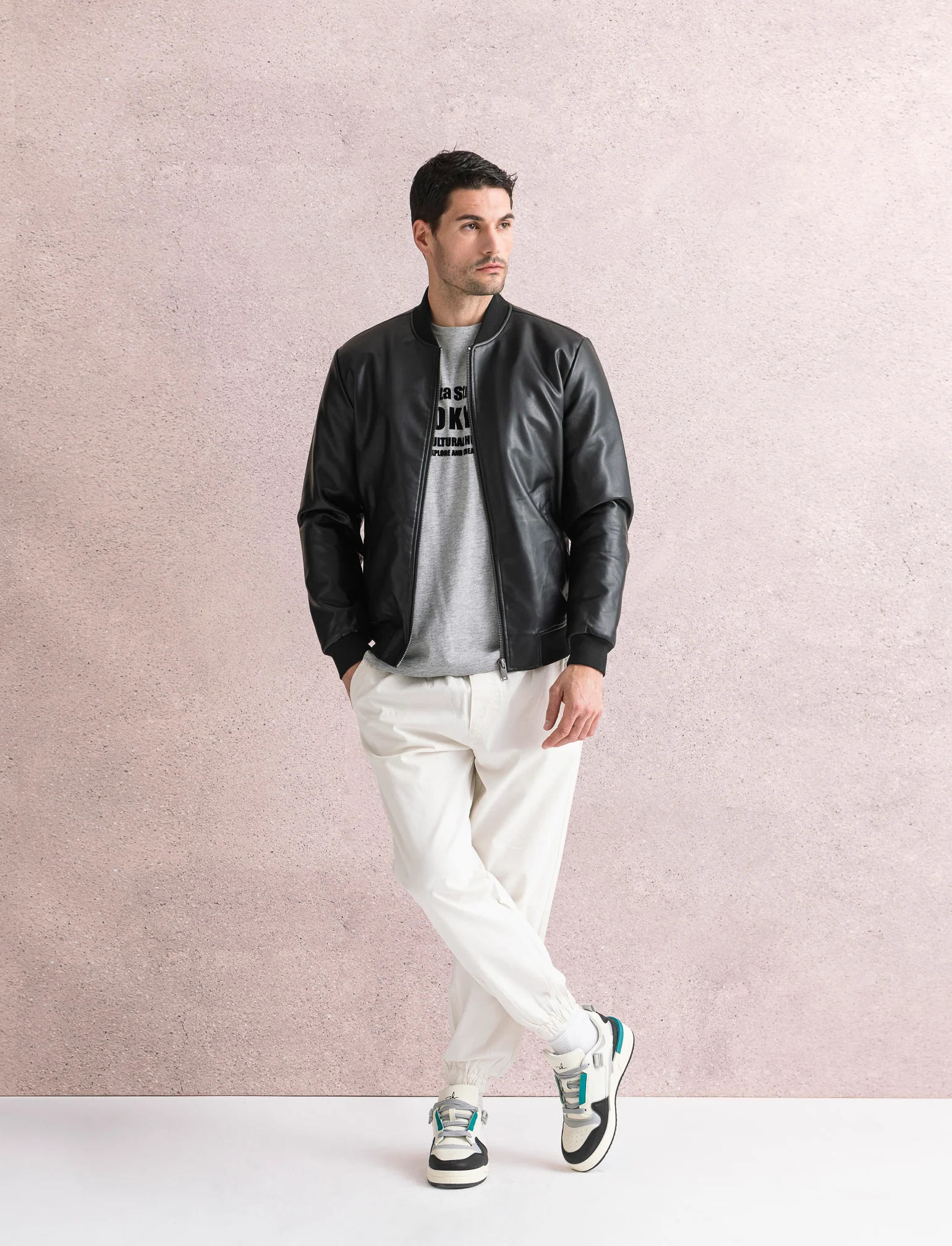 PANTALONI CON VITA JOGGER - Bianco sporco - Image 3