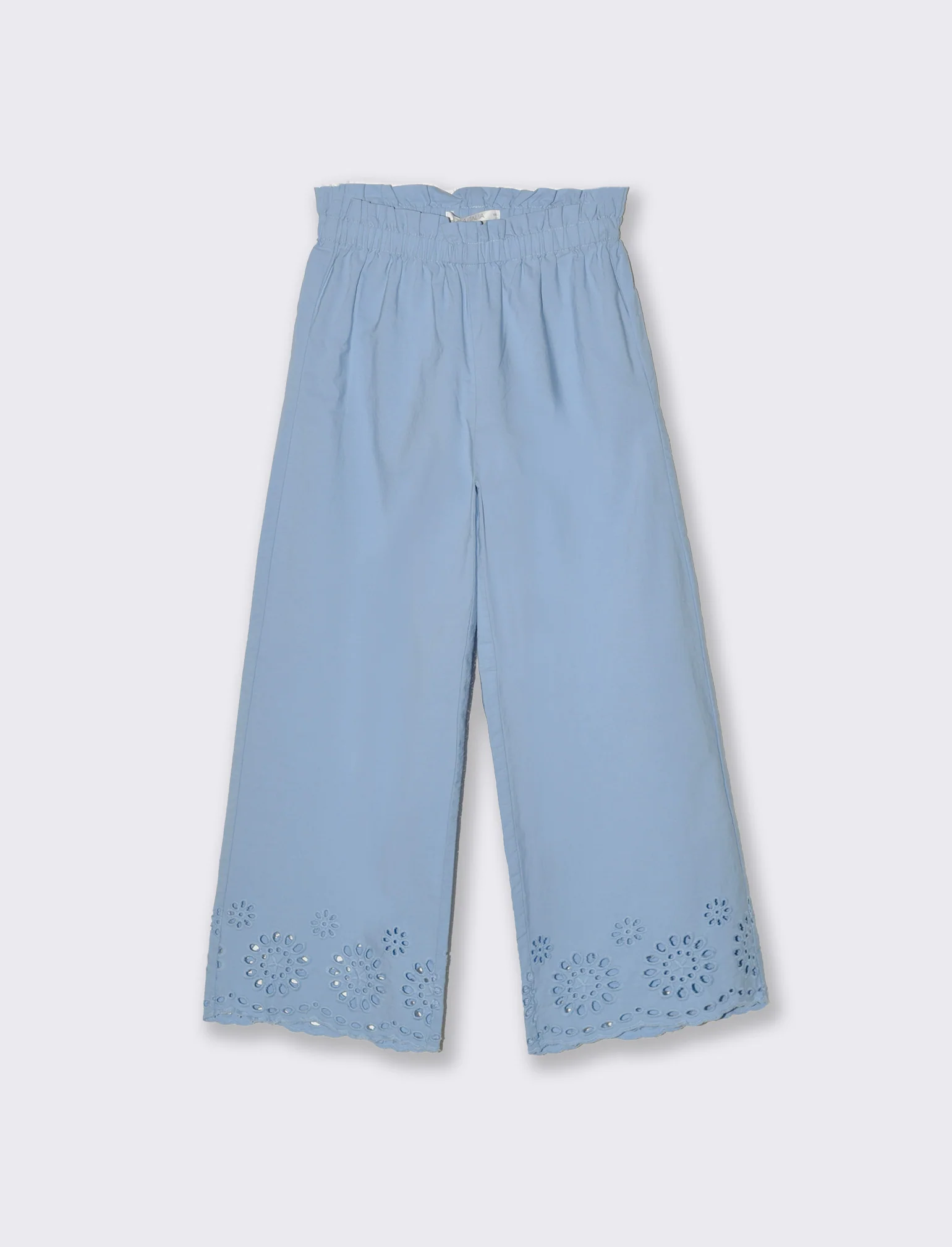 Pantaloni cropped con ricamo da bambina - Azzurro - Image 4