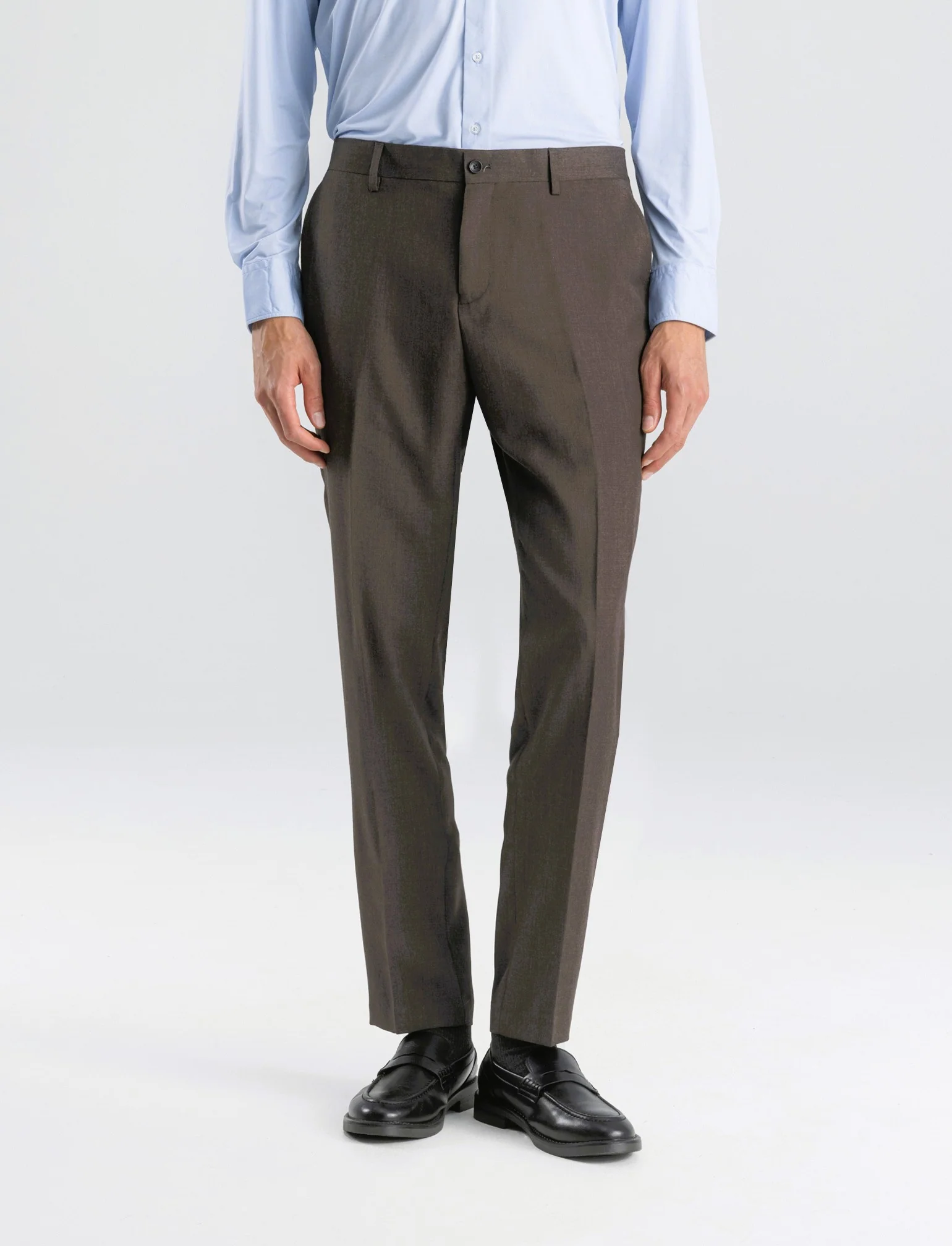 PANTALONI DA COMPLETO A QUADRI FORMAL FIT: - Moro - Image 3