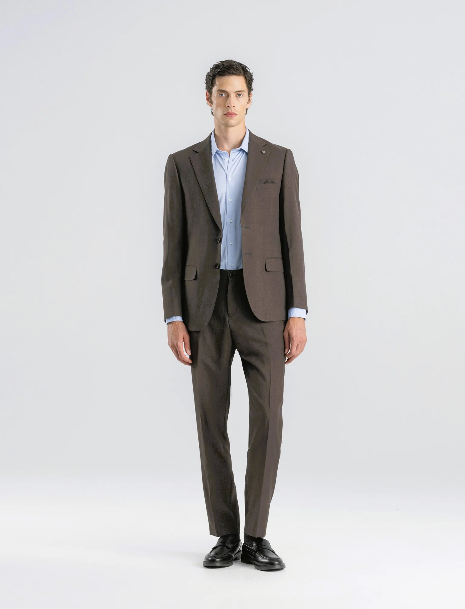 PANTALONI DA COMPLETO A QUADRI FORMAL FIT: - Moro - Image 4
