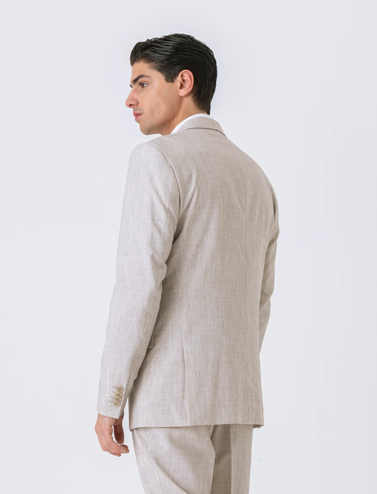 Pantaloni da completo effetto lino da uomo - Beige - Image 2