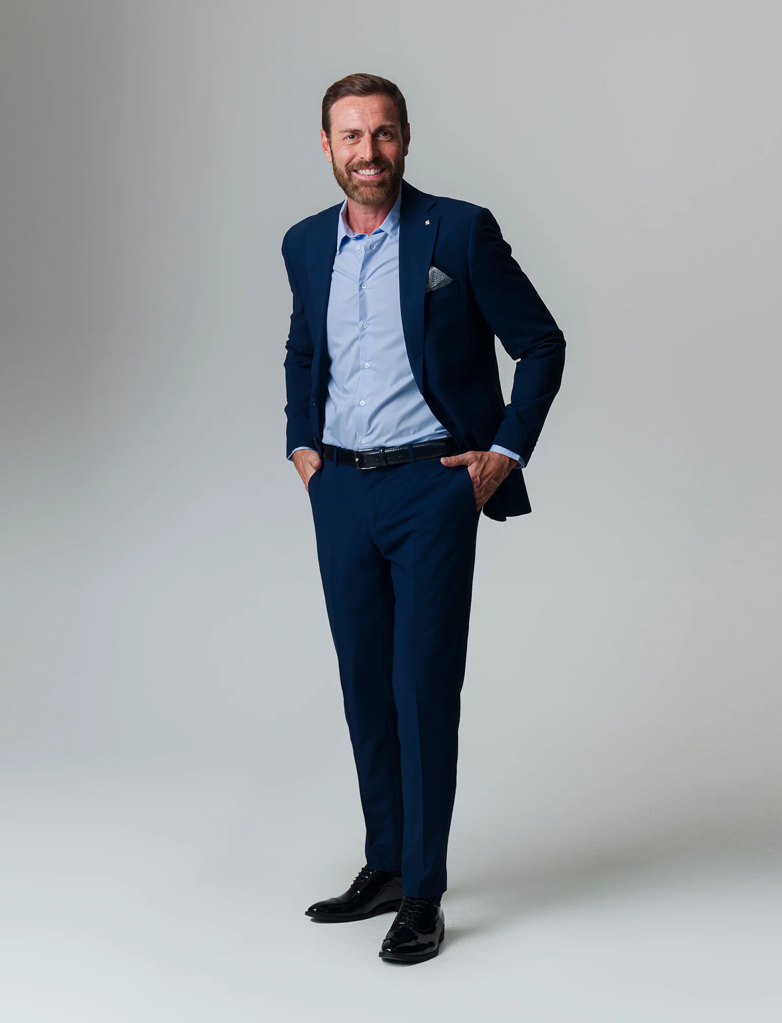 Pantaloni da completo formal fit da uomo - Blu - Image 3