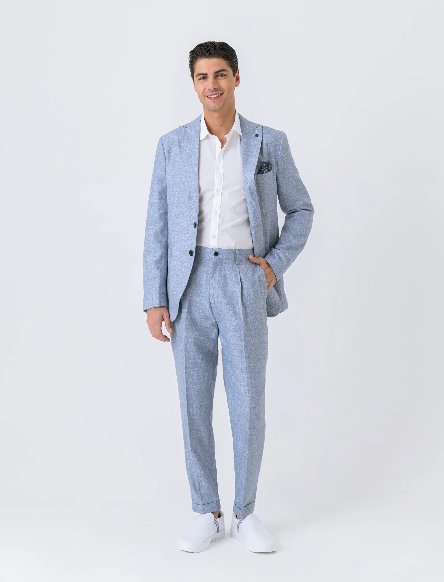 Pantaloni da completo formal fit da uomo - Celeste - Image 3