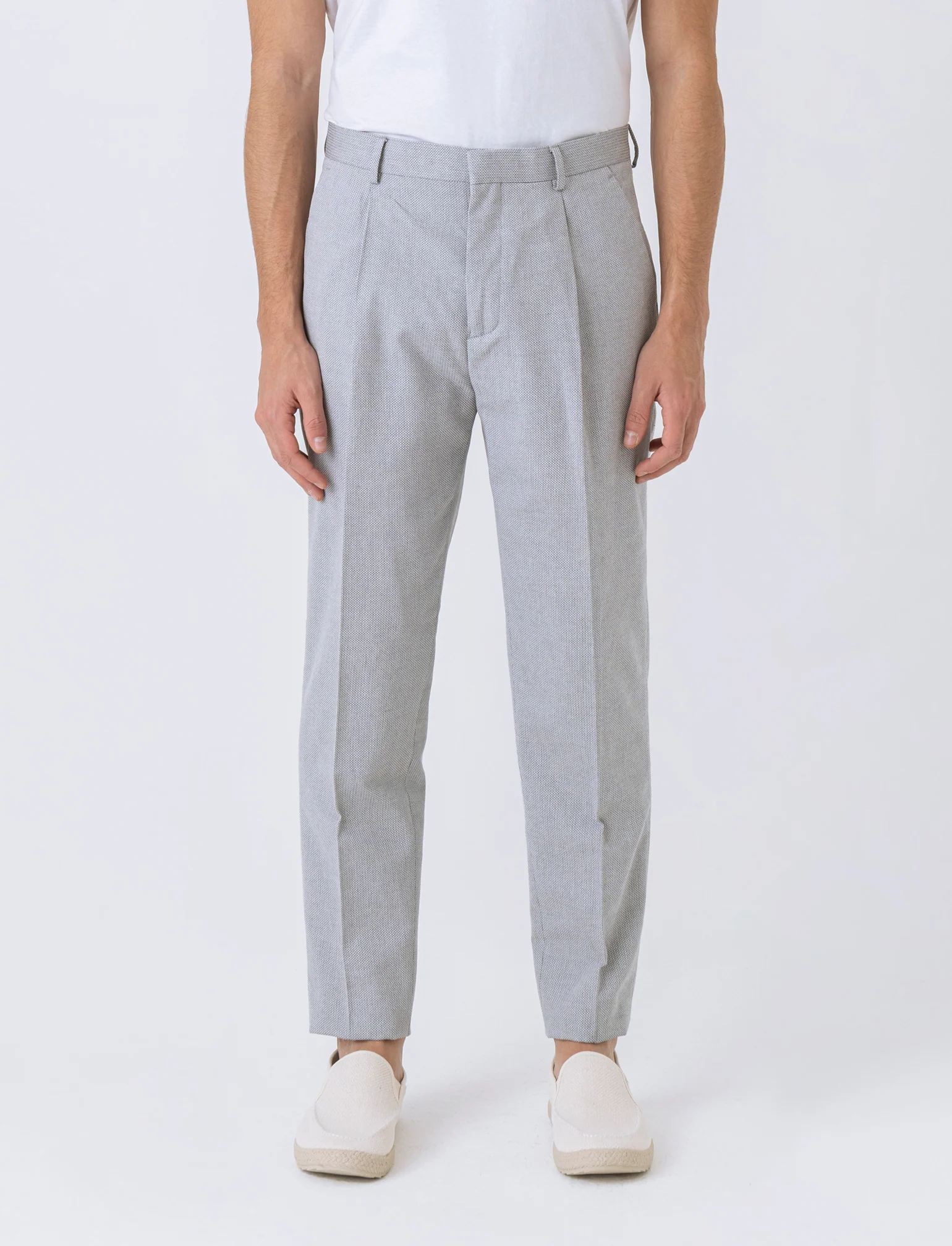 Pantaloni da completo struttura oxford da uomo - Beige ecru