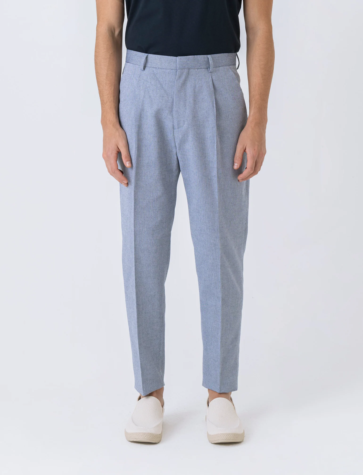 Pantaloni da completo struttura oxford da uomo - Celeste
