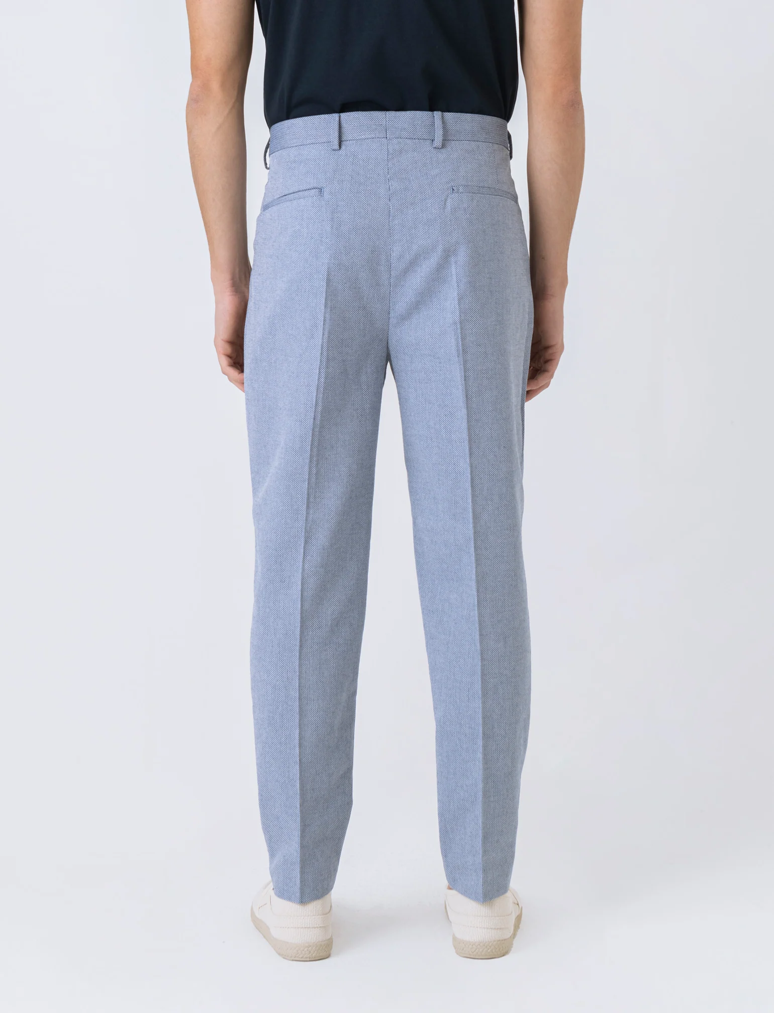 Pantaloni da completo struttura oxford da uomo - Celeste - Image 2