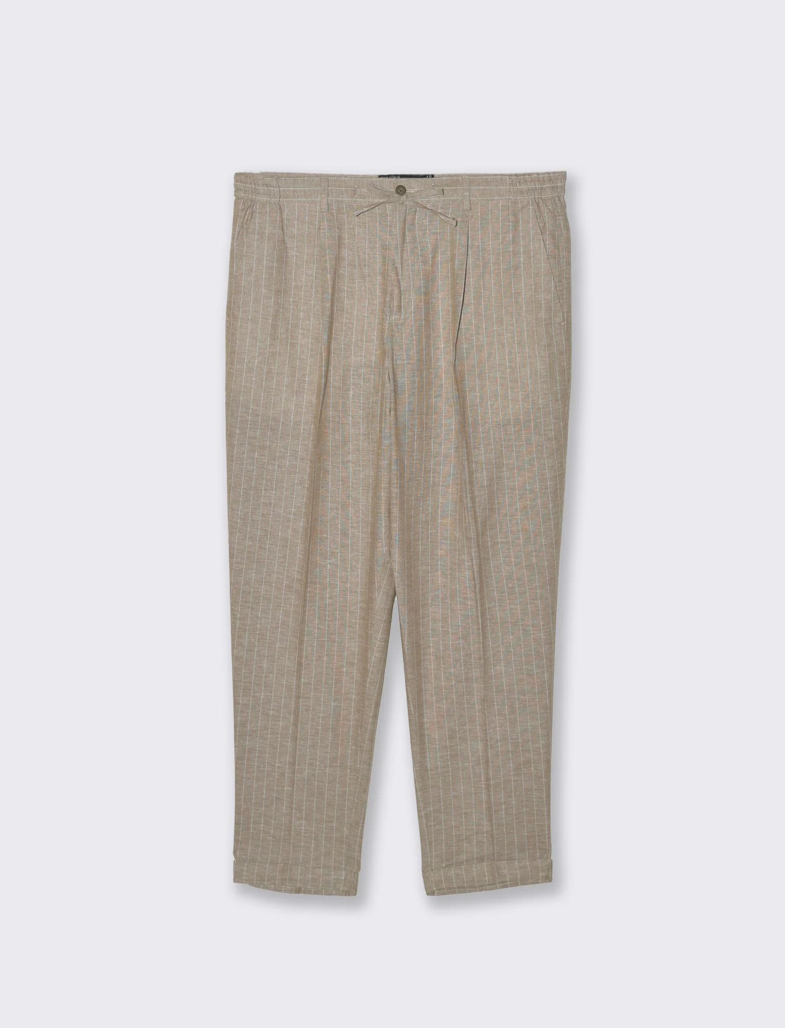 Pantaloni da completo tessuto linen blend da uomo - Beige - Image 4