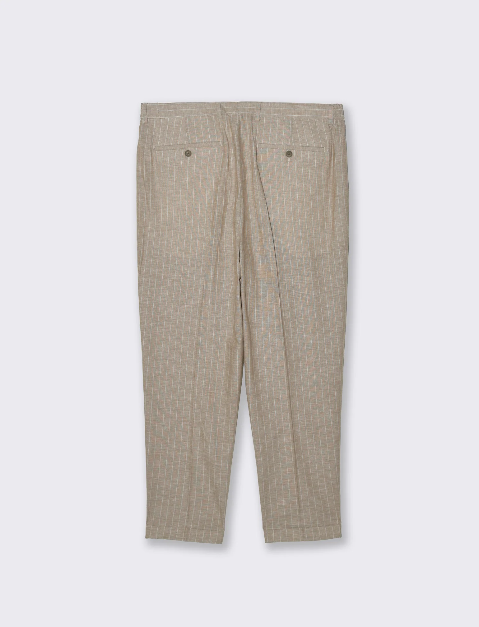 Pantaloni da completo tessuto linen blend da uomo - Beige - Image 5