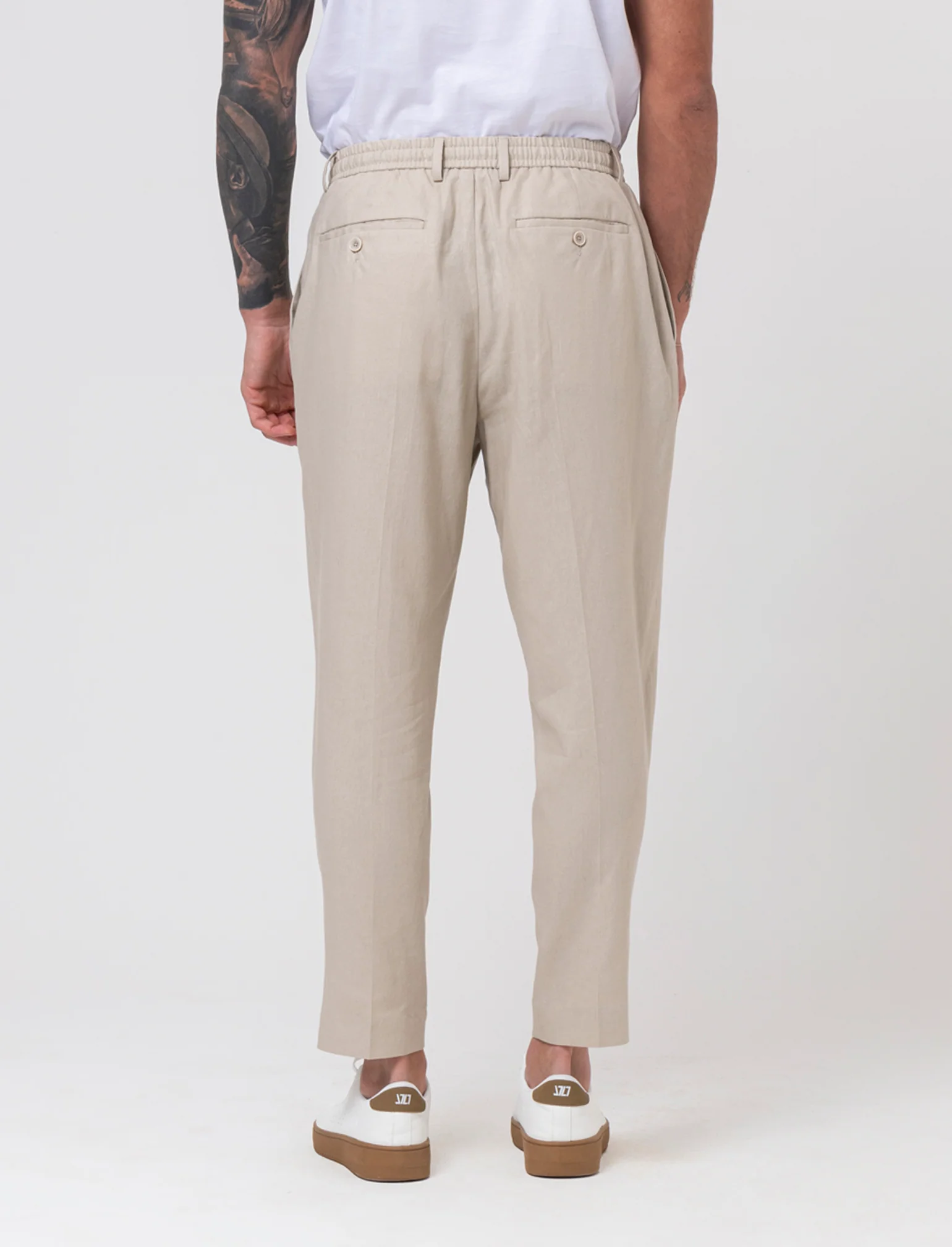 Pantaloni da completo tessuto linen blend da uomo - Sabbia - Image 2