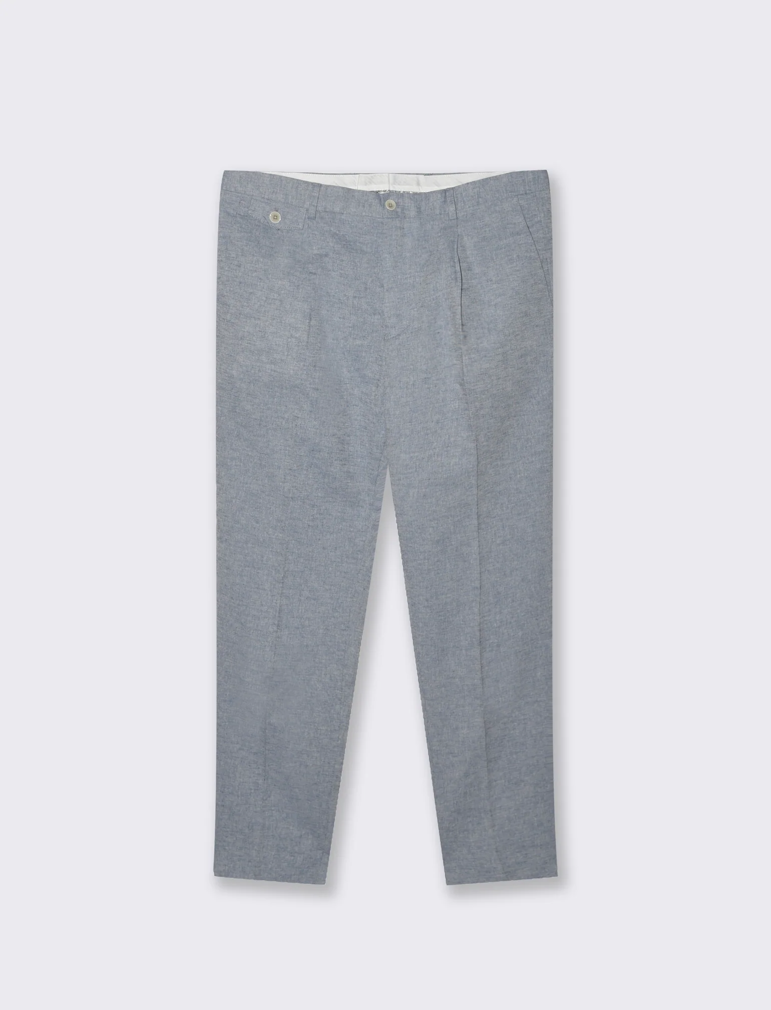 Pantaloni da completo tessuto misto lino da uomo - Blu - Image 4