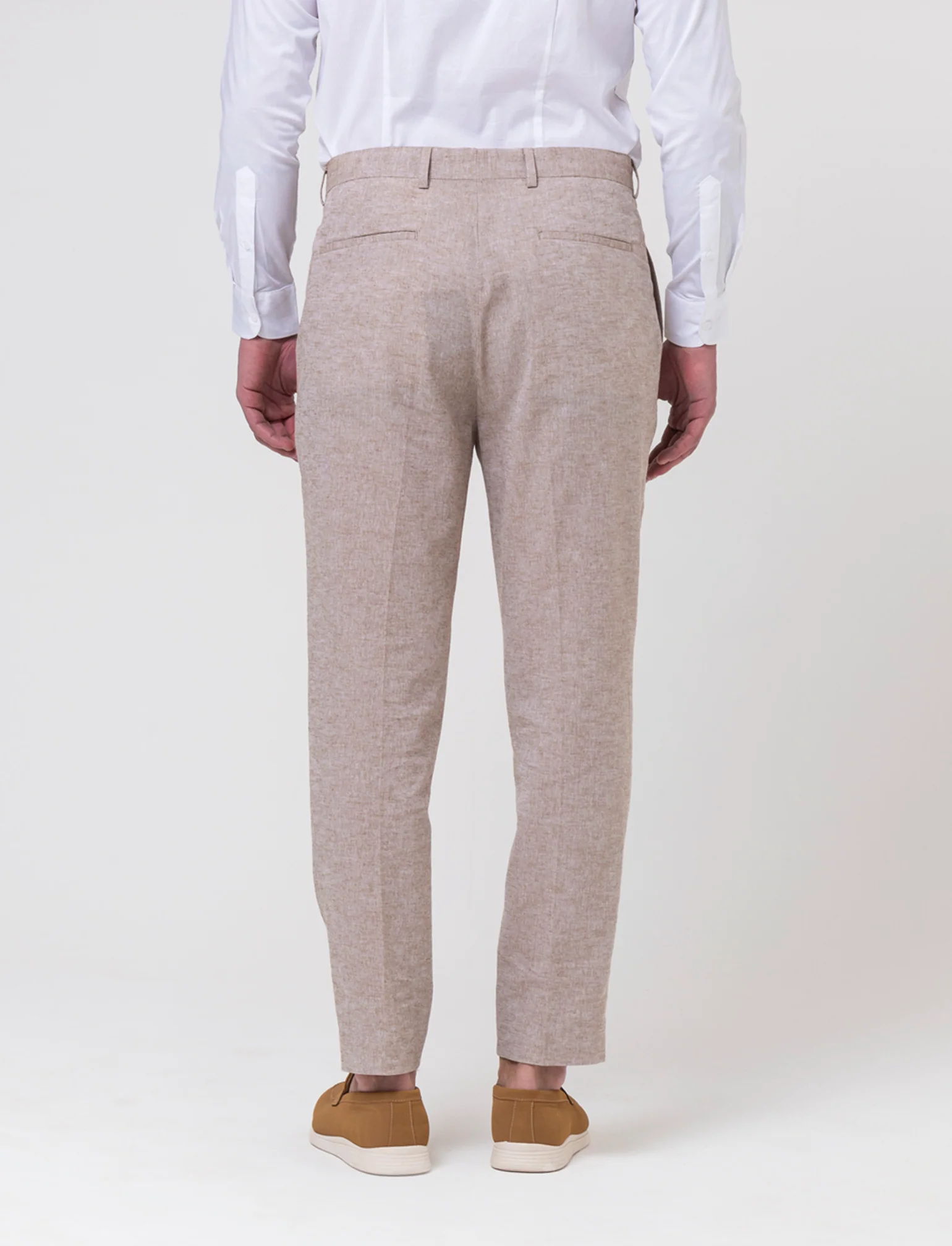 Pantaloni da completo tessuto misto lino da uomo - Grigio tortora - Image 2