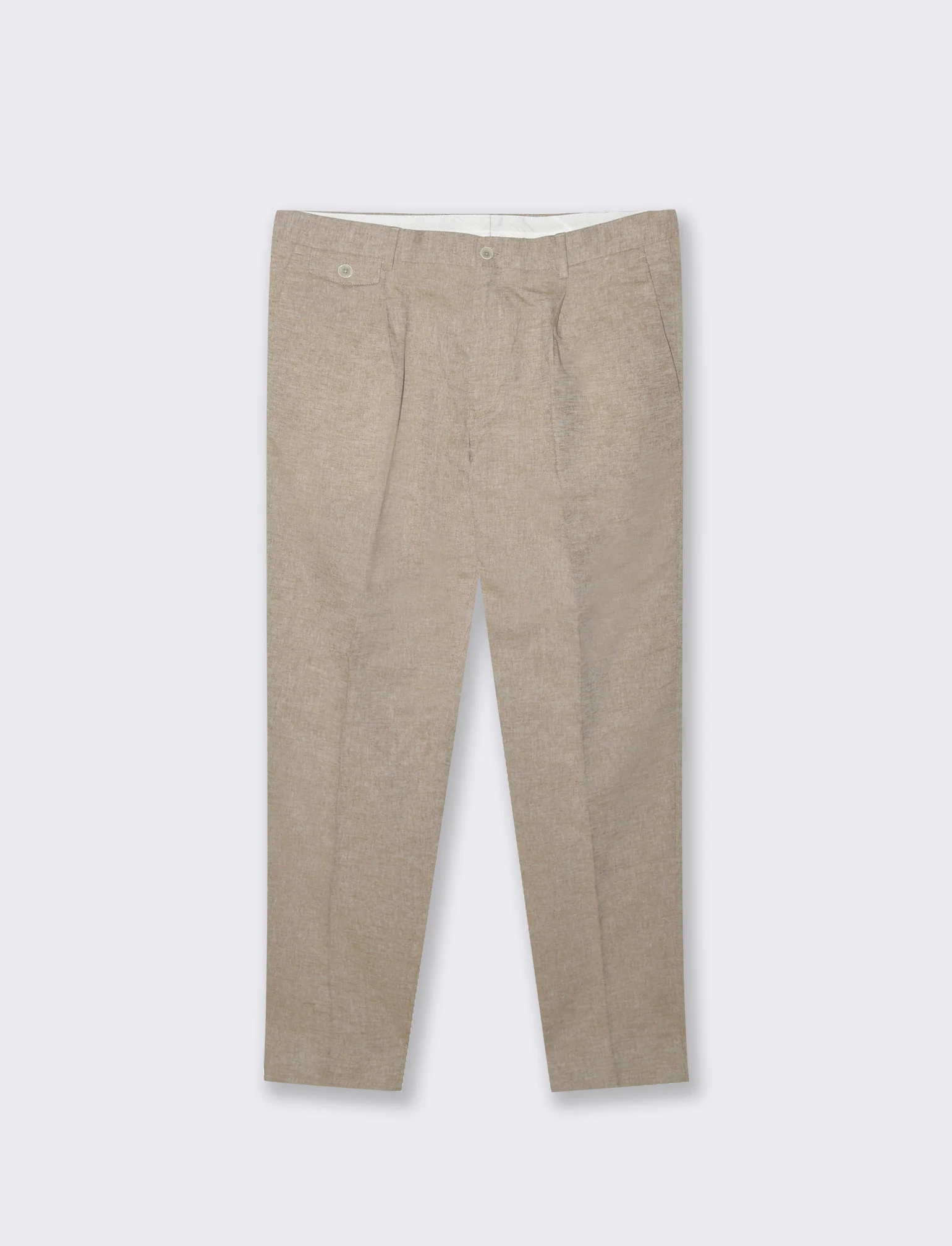 Pantaloni da completo tessuto misto lino da uomo - Grigio tortora - Image 4