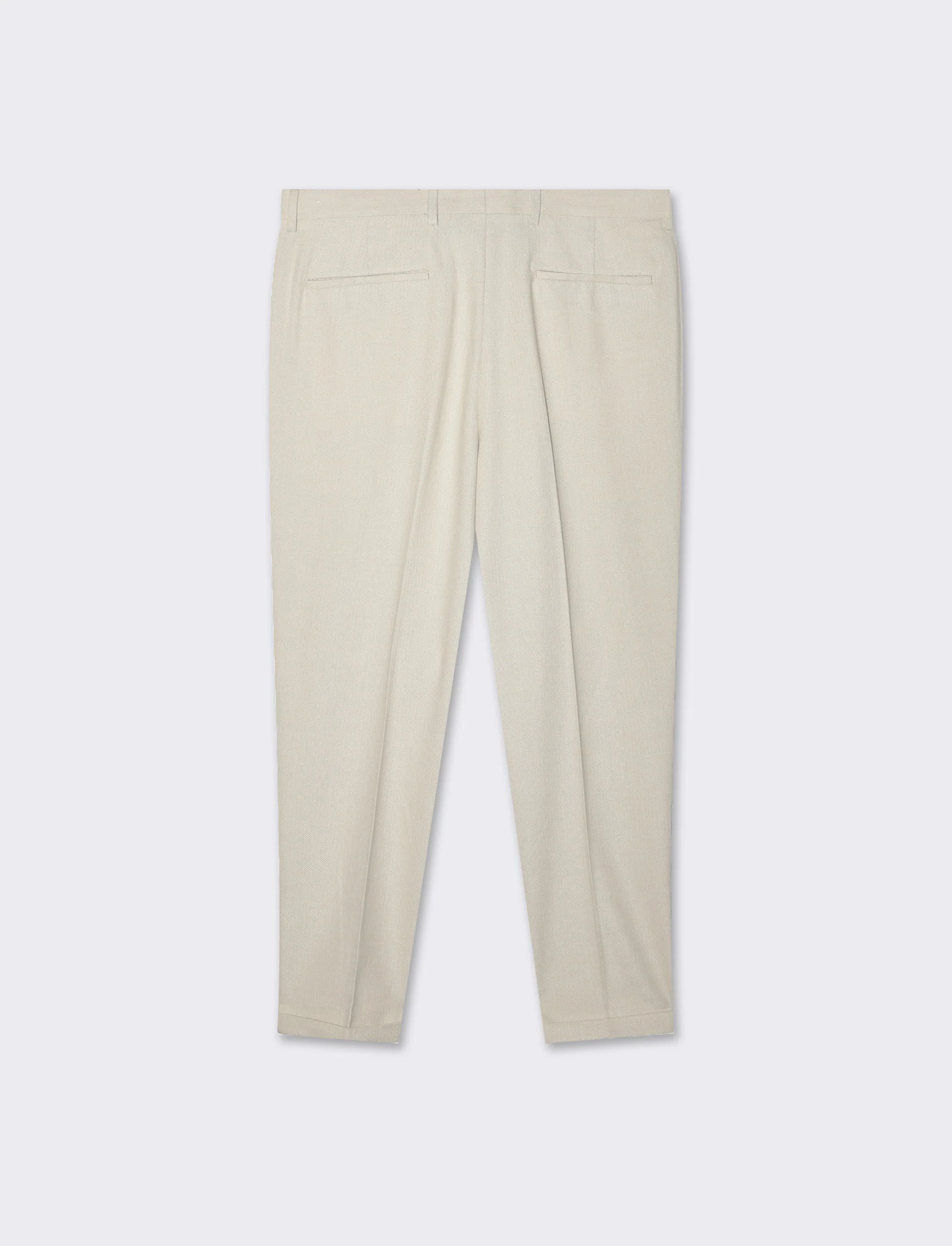 Pantaloni da completo tessuto strutturato da uomo - Beige - Image 6