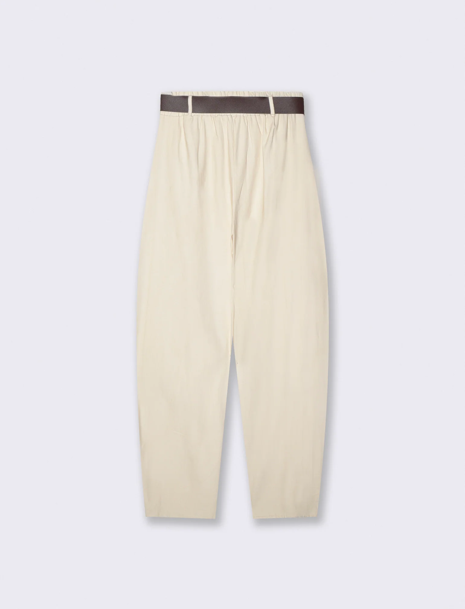 Pantaloni Dritti con Tasche e Cintura - Bianco burro - Image 2